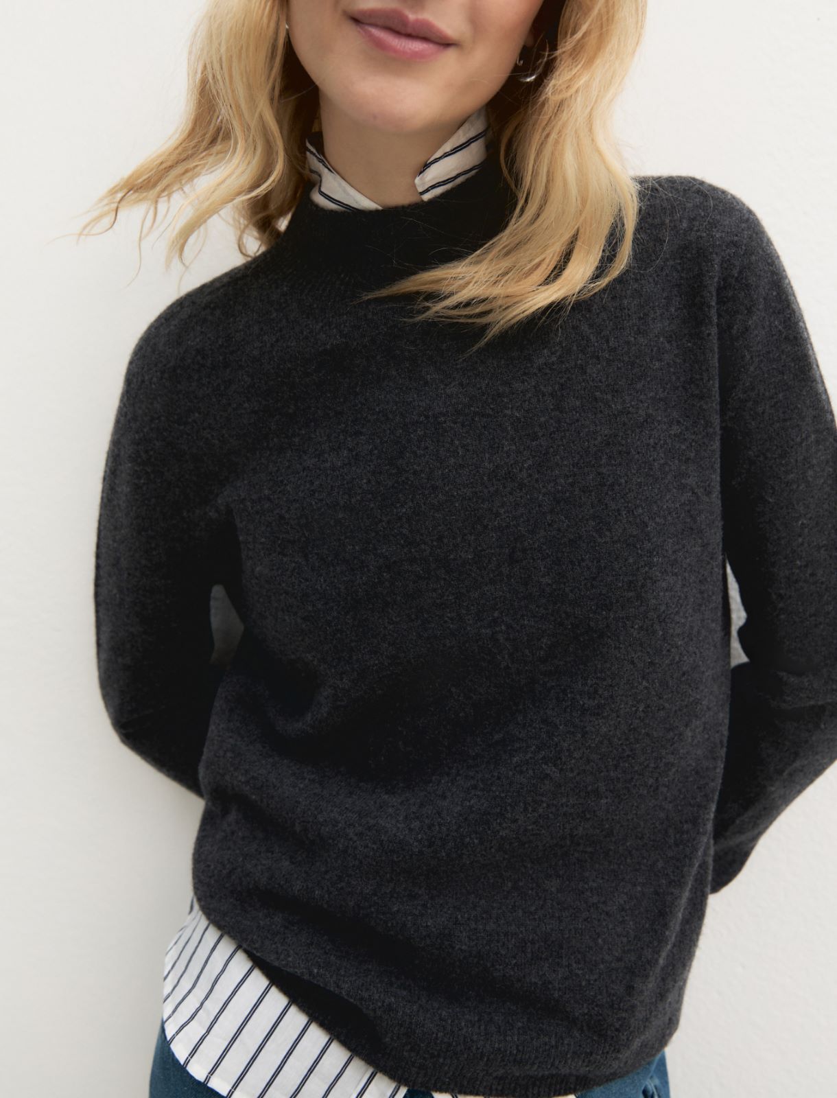 Maglia in misto cashmere - GRIGIO SCURO MELANGE - Emme - 5
