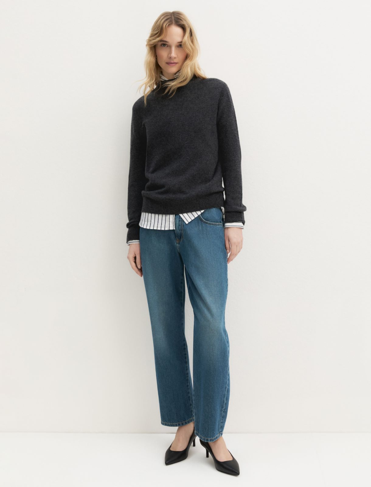 Maglia in misto cashmere - GRIGIO SCURO MELANGE - Emme