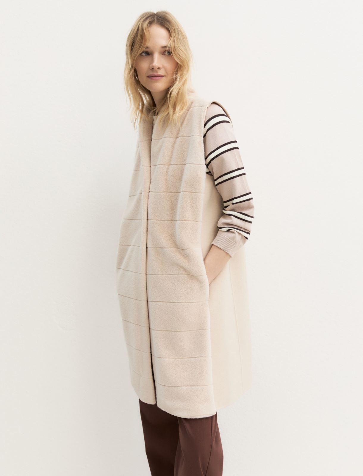 Gilet lungo con inserto frontale - SABBIA - Emme - 3