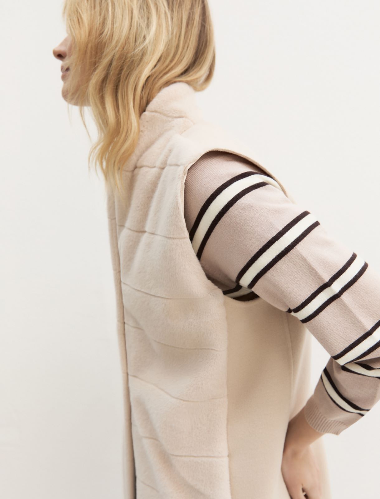 Gilet lungo con inserto frontale - SABBIA - Emme - 7