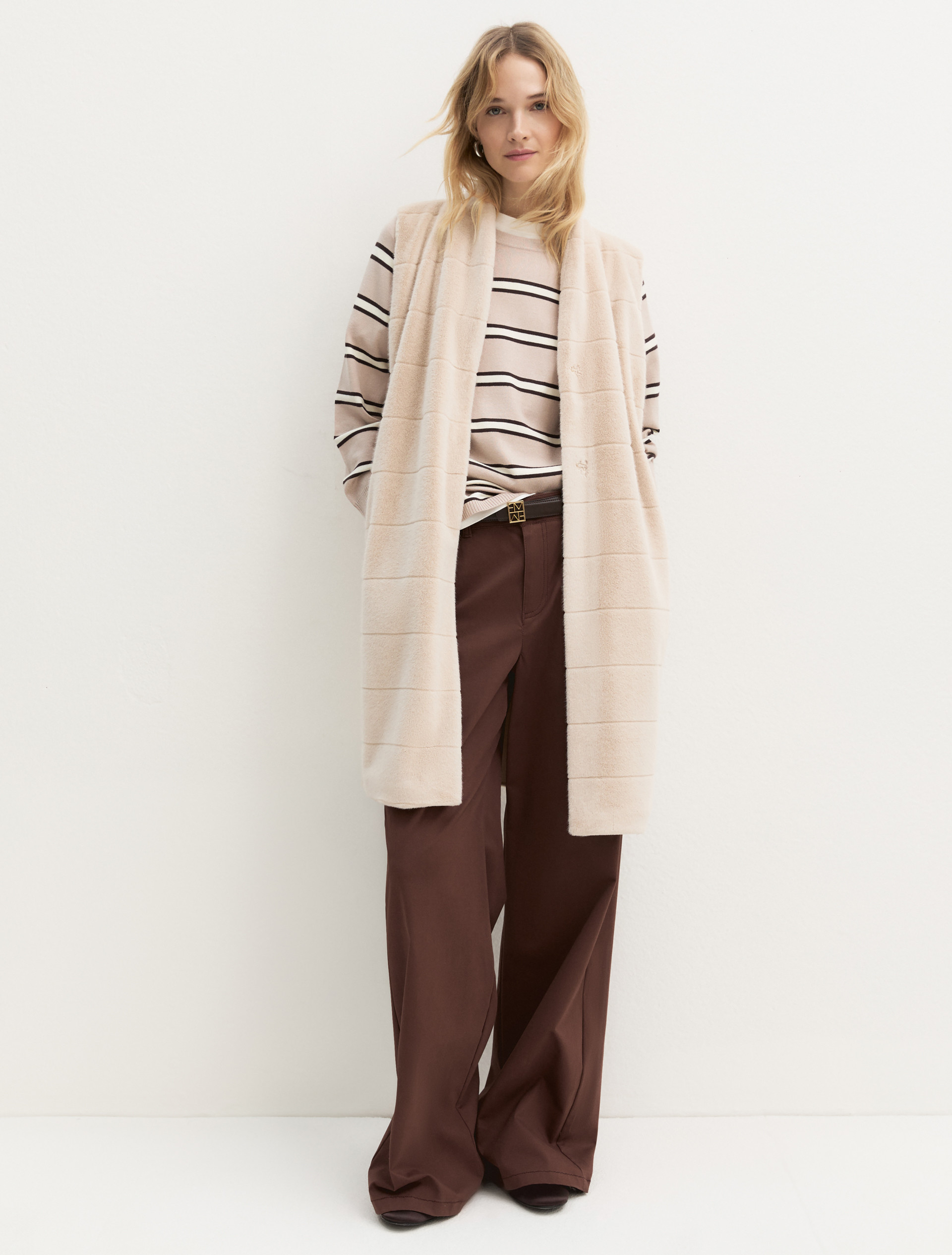 Gilet lungo con inserto frontale - SABBIA - Emme - 1