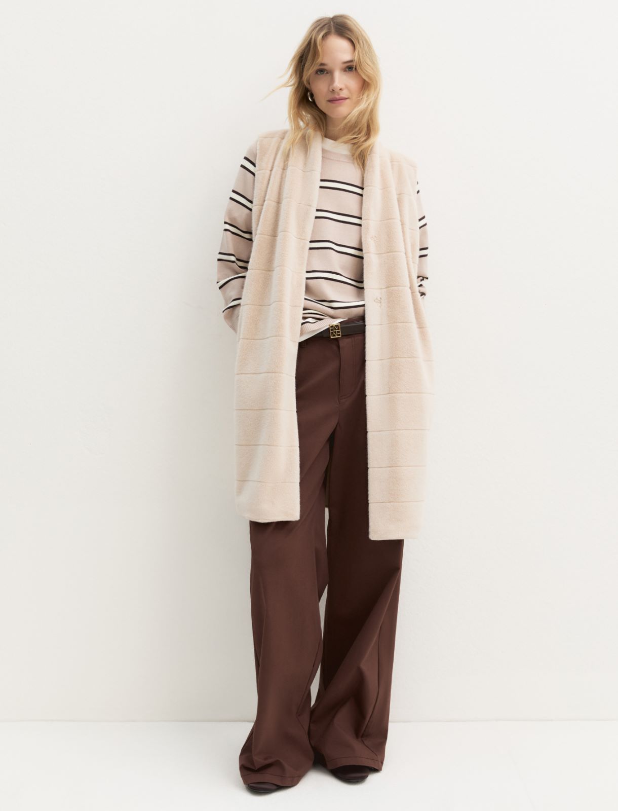 Gilet lungo con inserto frontale - SABBIA - Emme