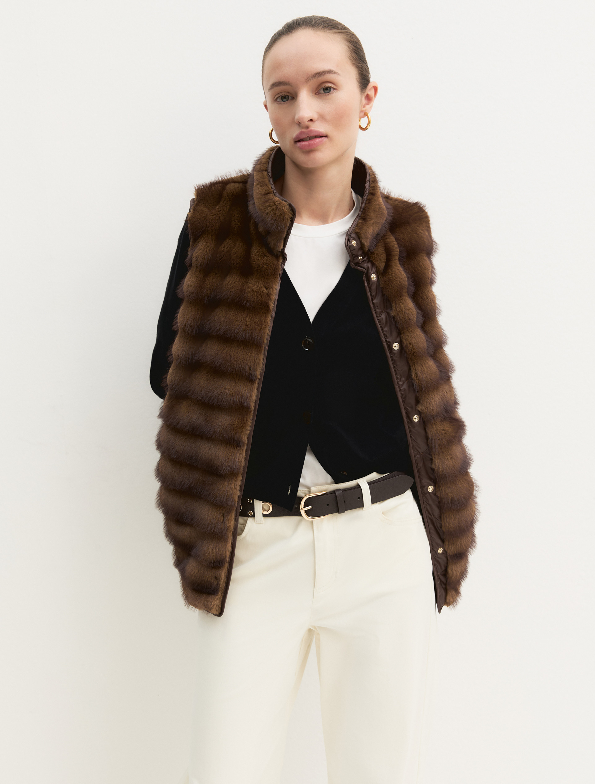 Gilet lungo in jersey - COGNAC - Emme - 3