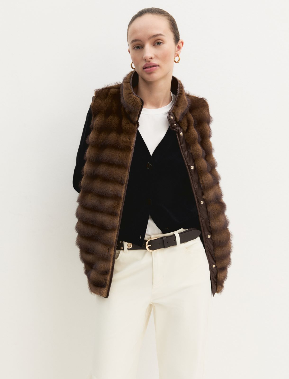 Gilet lungo in jersey - COGNAC - Emme - 3