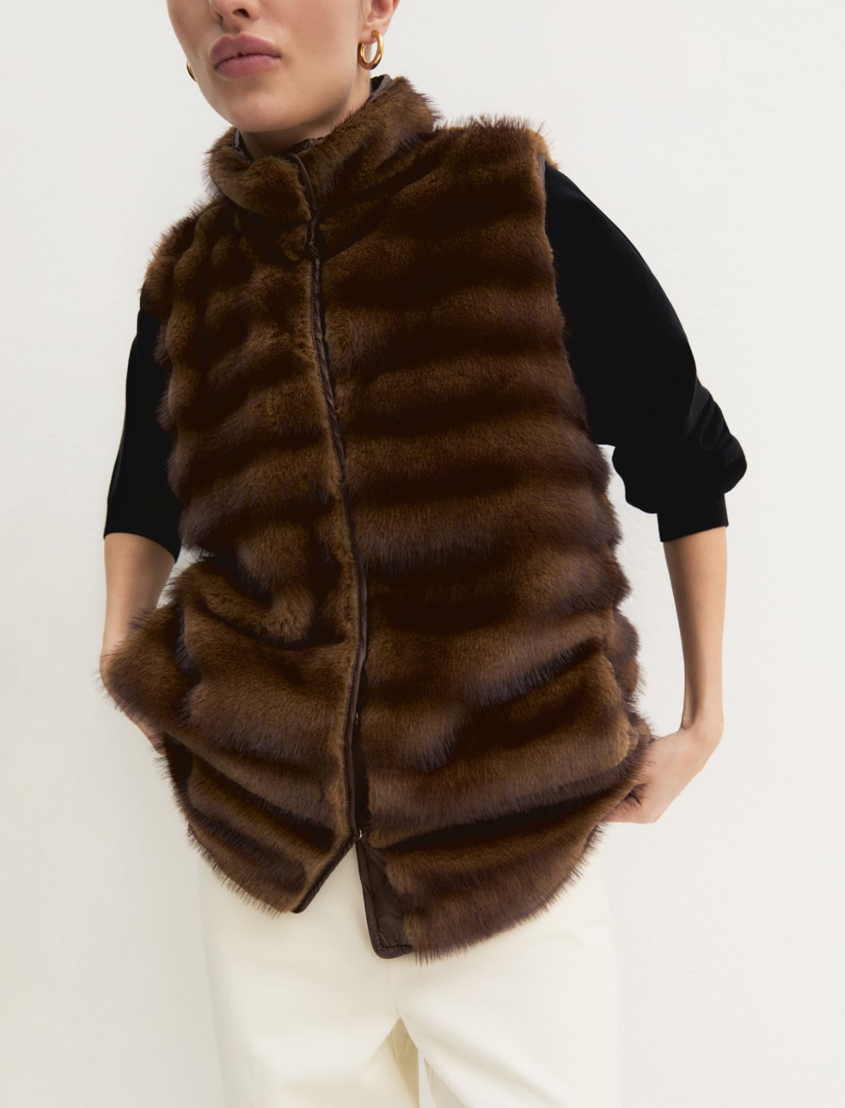 Gilet lungo in jersey - COGNAC - Emme - 5