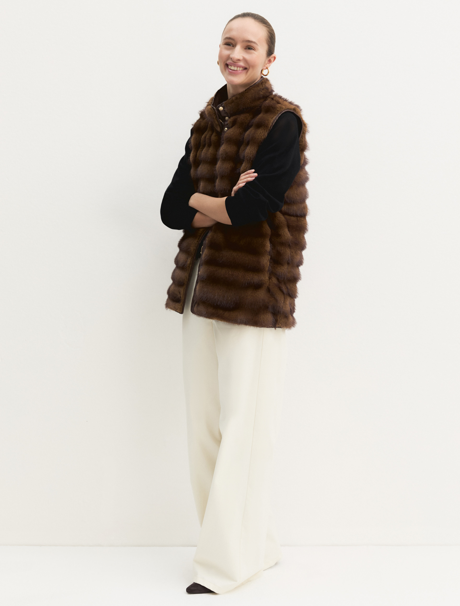 Gilet lungo in jersey - COGNAC - Emme - 1