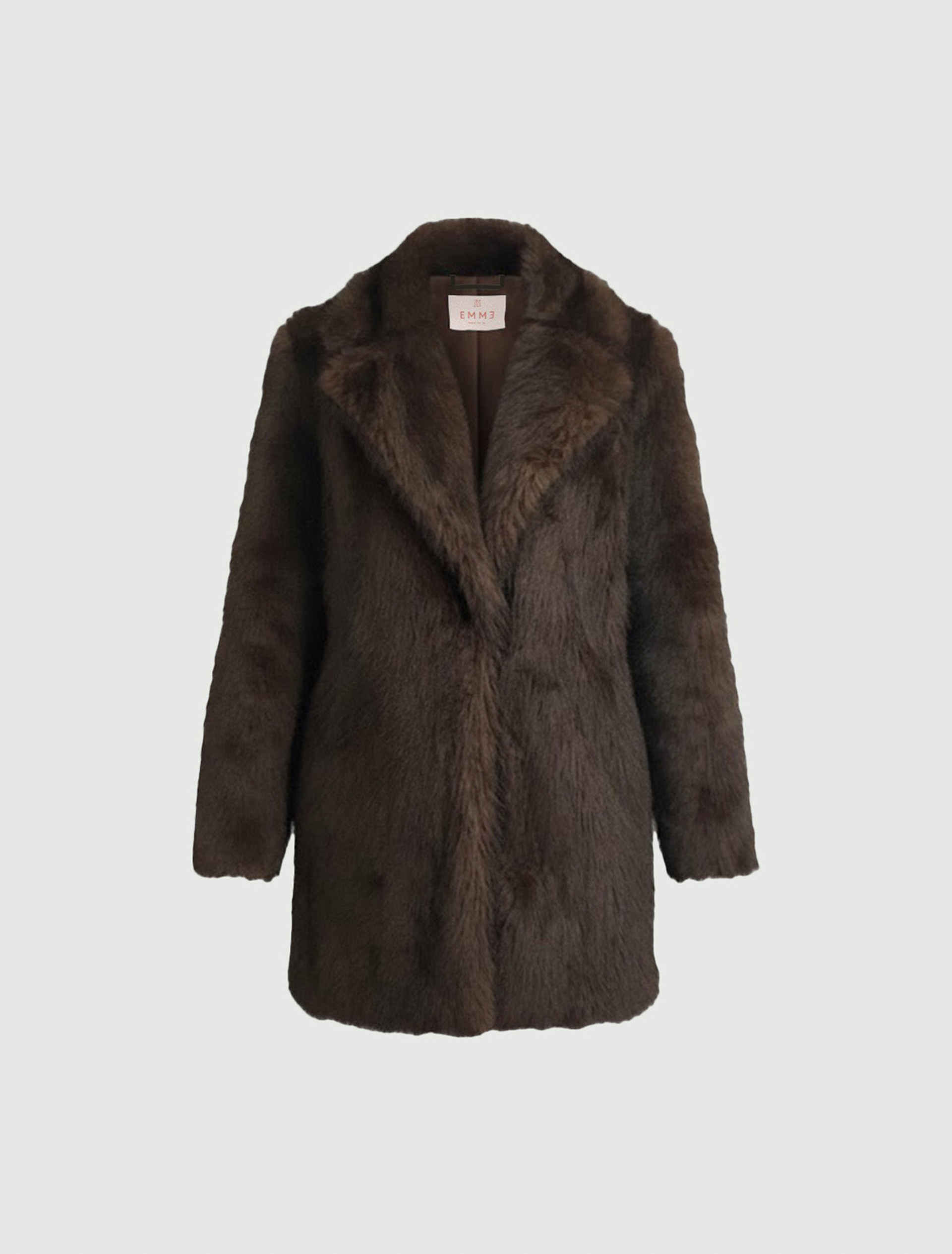Furry-effect jersey coat - BROWN - Emme - 6
