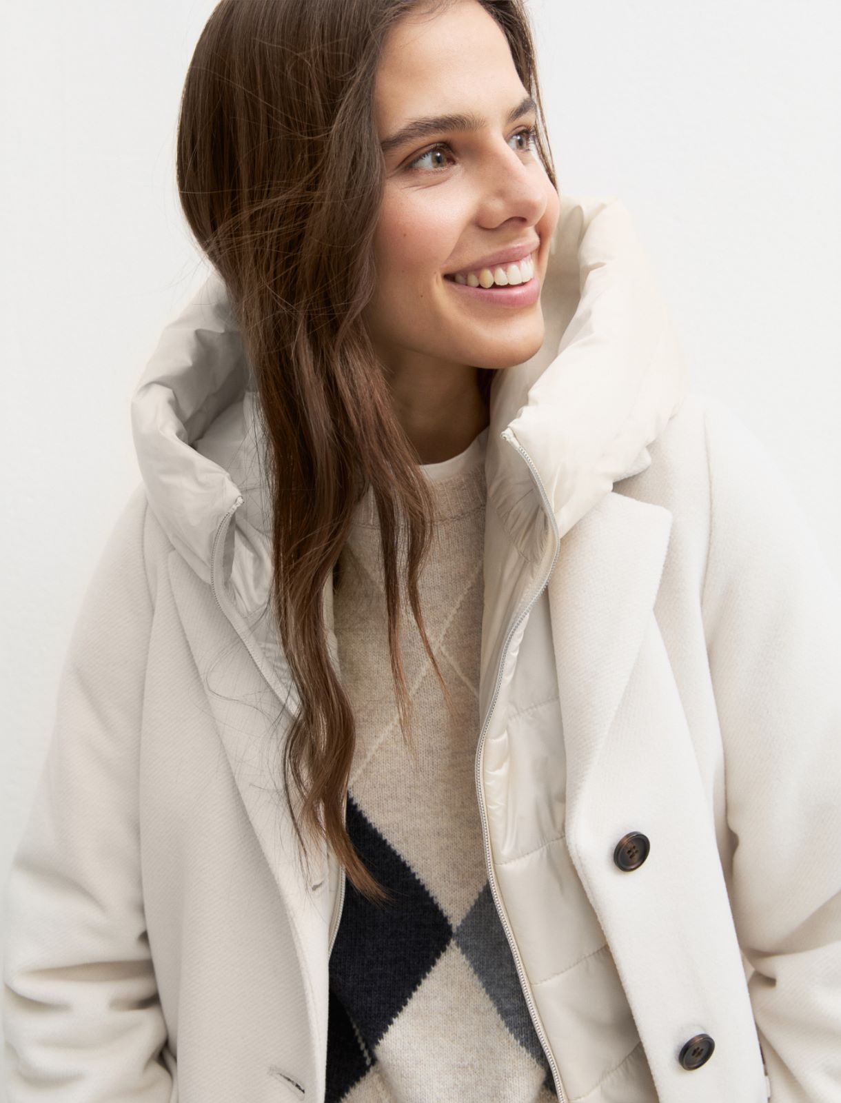 Long padded coat - CREAM - Emme - 3
