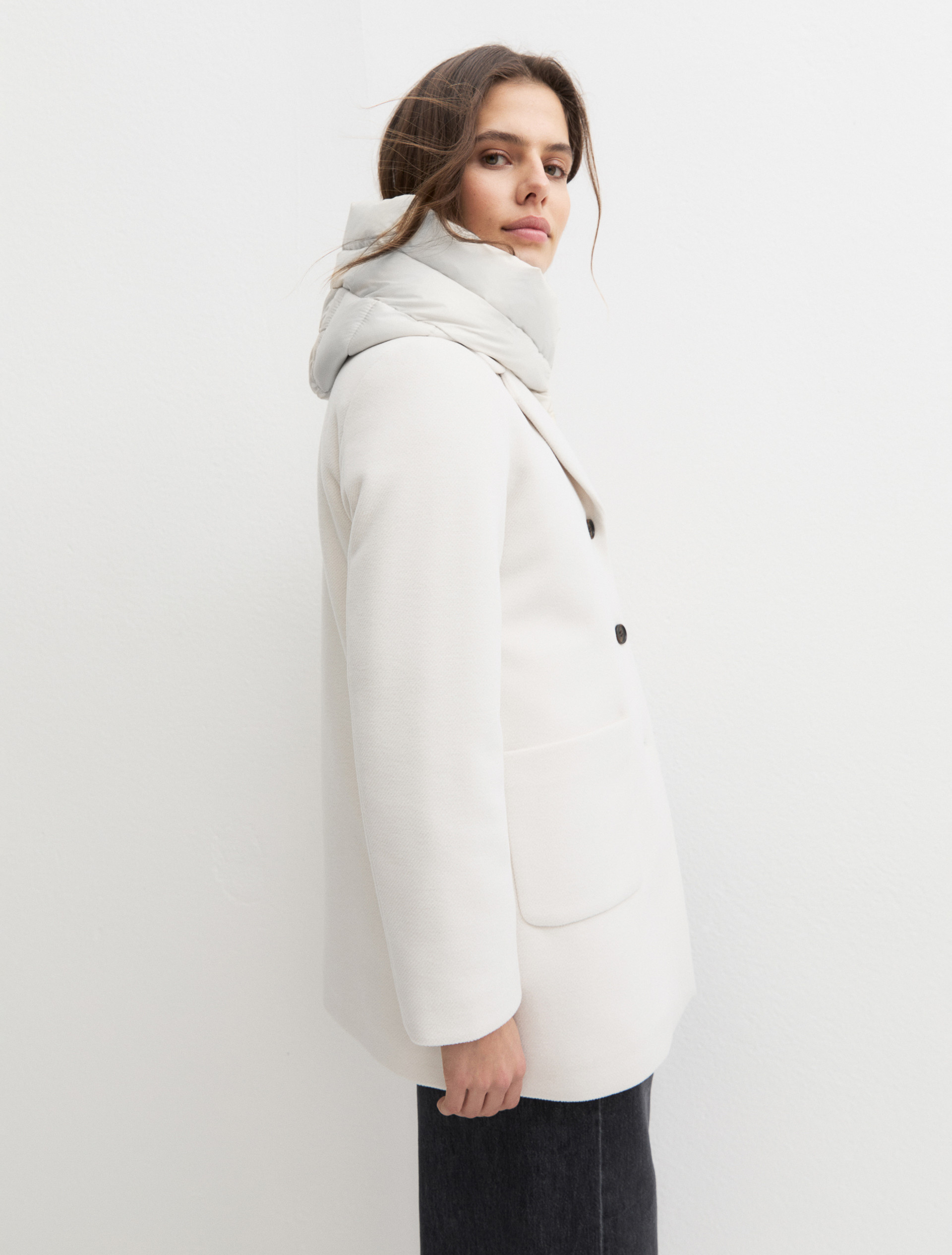Long padded coat - CREAM - Emme - 7