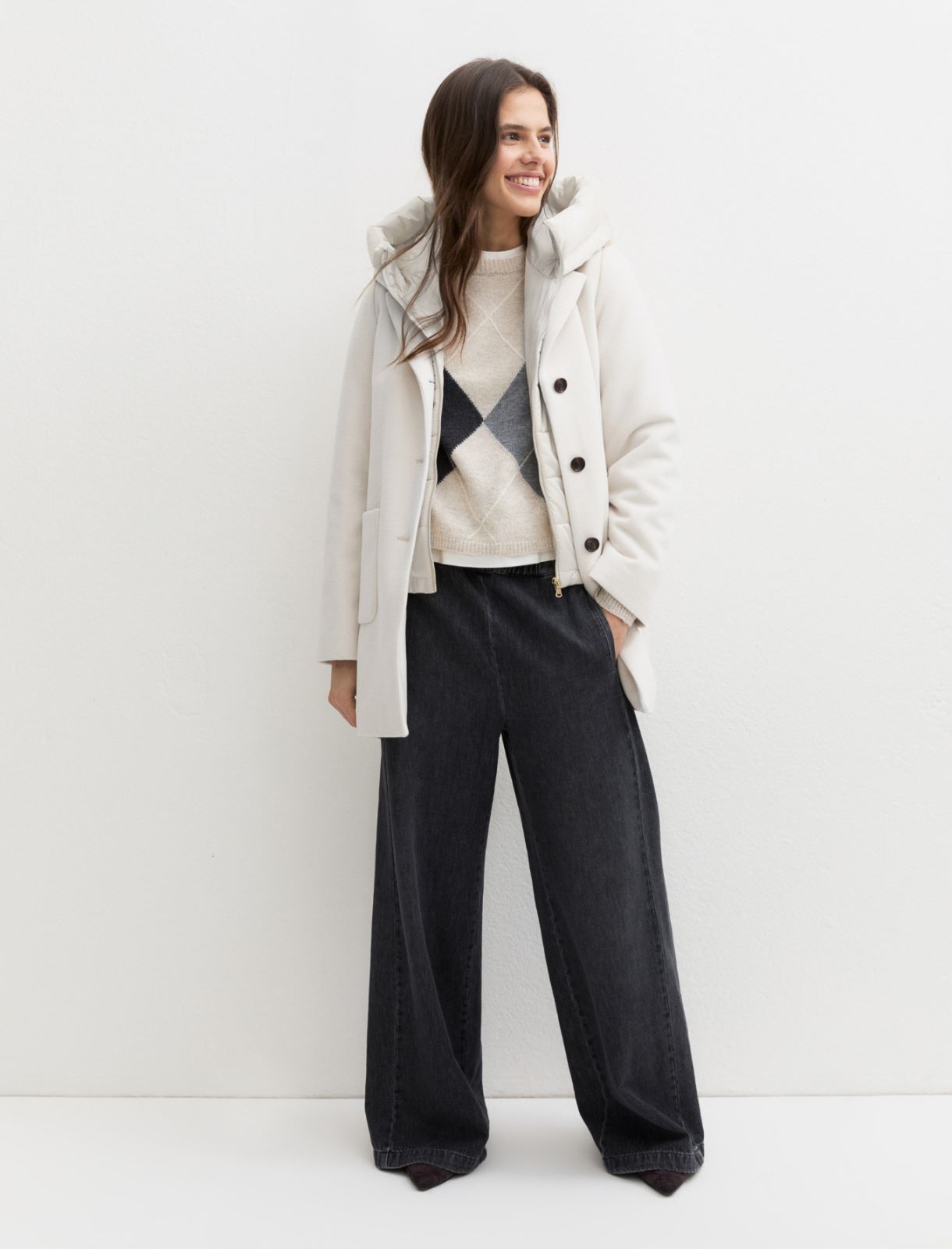 Long padded coat - CREAM - Emme