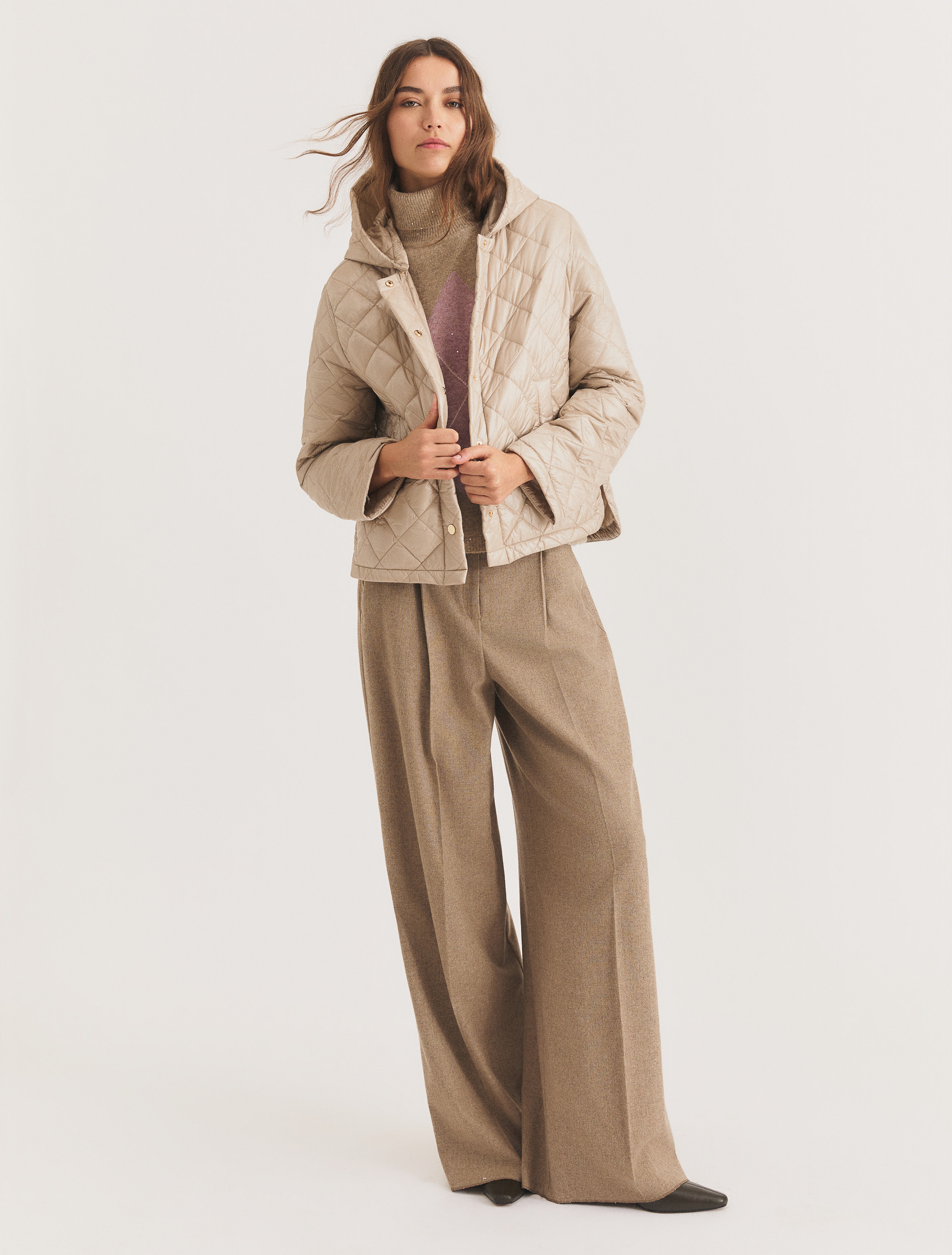 Water-repellent quilted jacket - SAND - Emme - 1