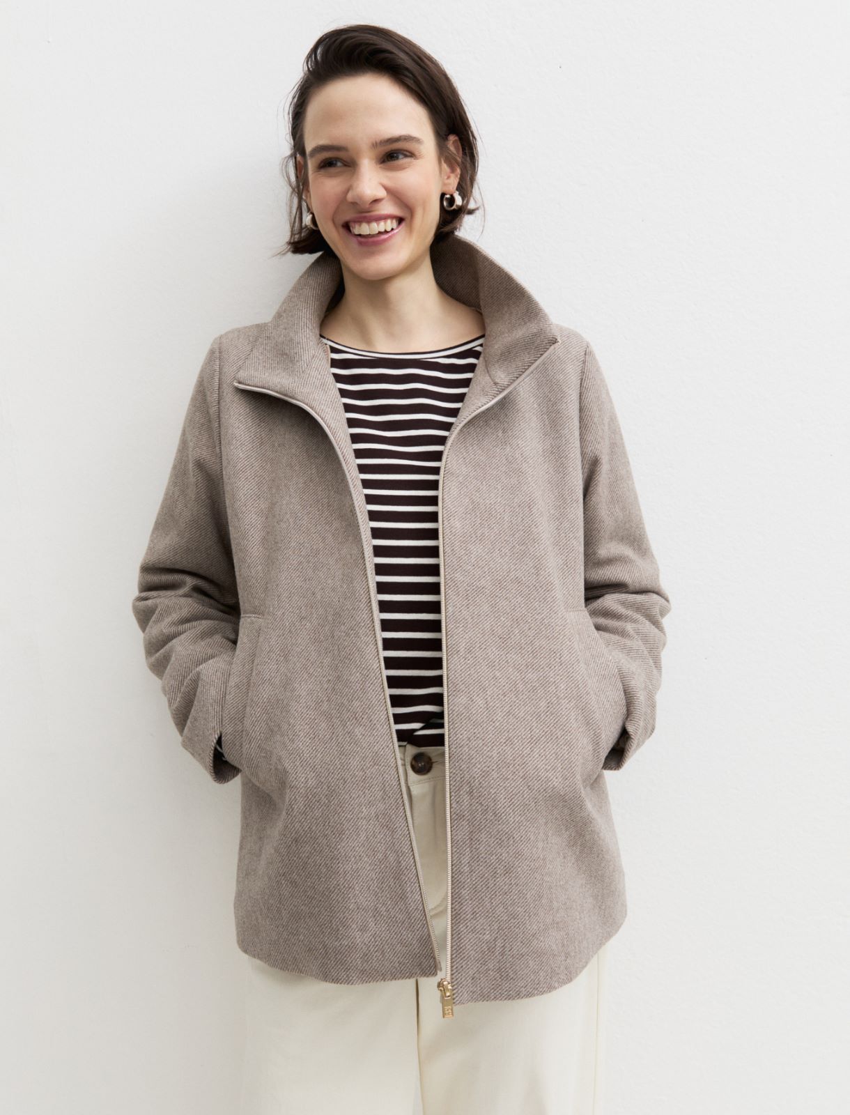 Hooded cloth jacket - SAND - Emme - 3