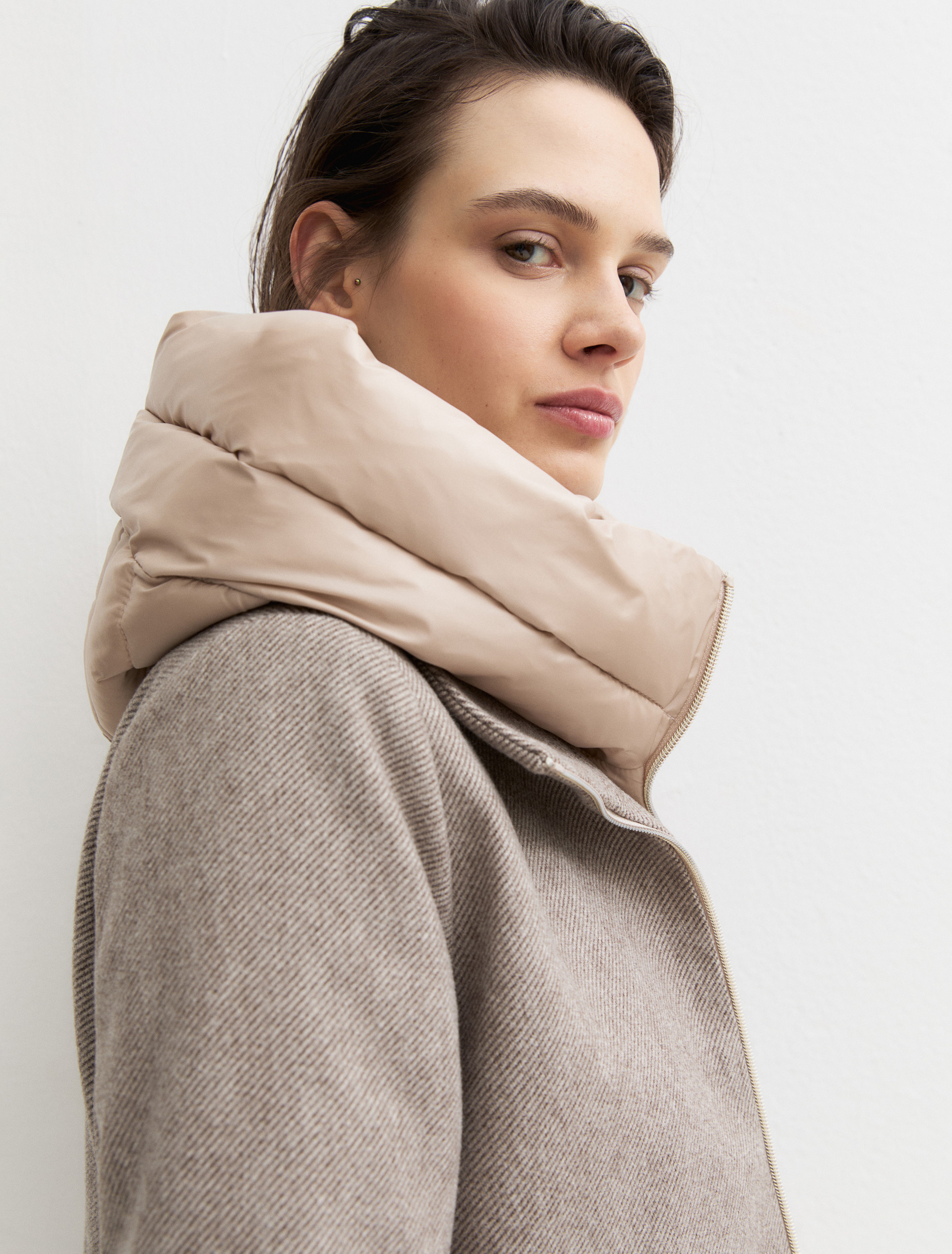 Hooded cloth jacket - SAND - Emme - 5