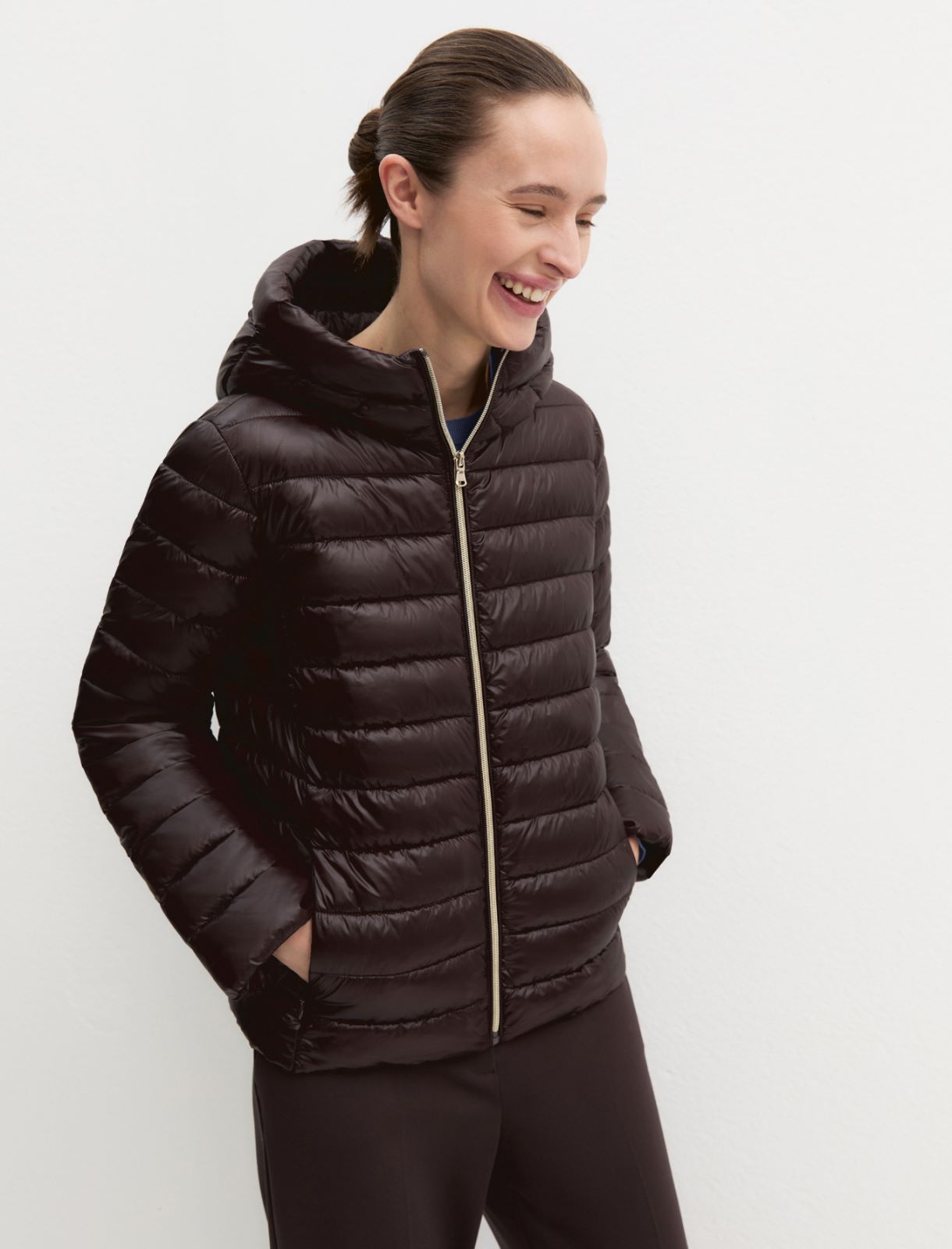 Water-repellent quilted down jacket - DARK BROWN - Emme - 4