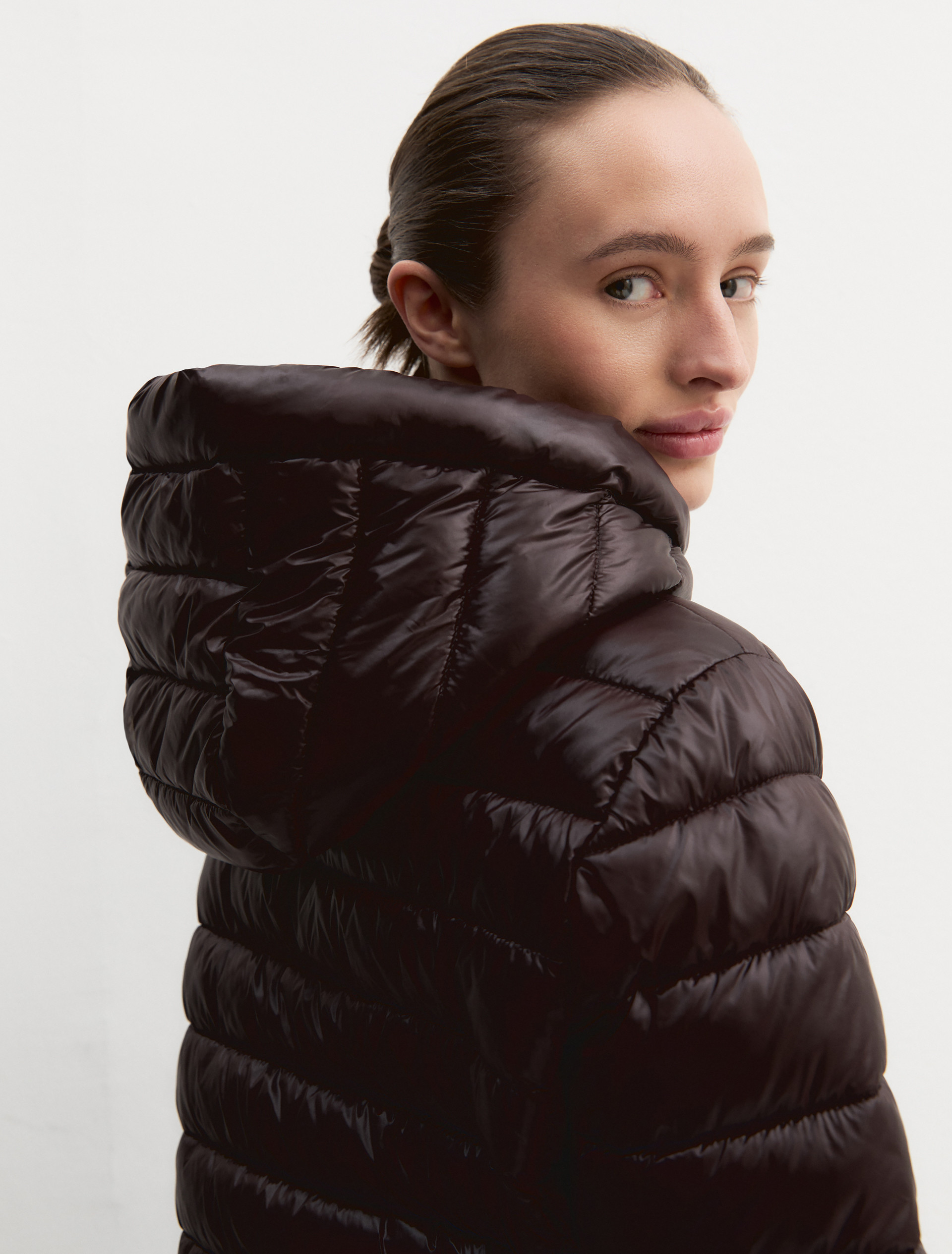 Water-repellent quilted down jacket - DARK BROWN - Emme - 5