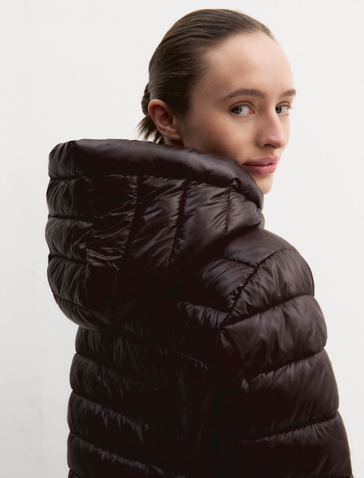 Water-repellent quilted down jacket - DARK BROWN - Emme - 5