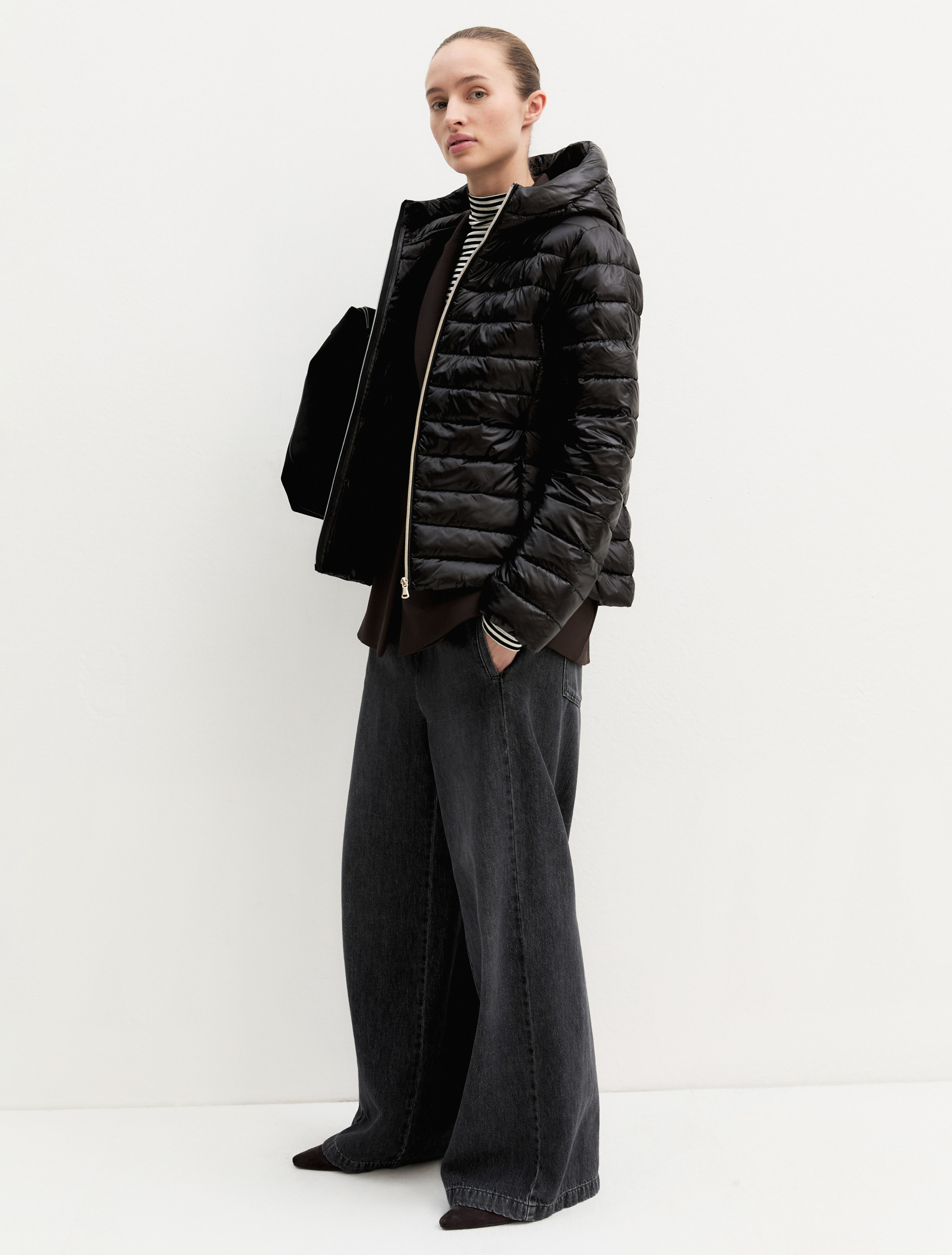 Water-repellent quilted down jacket - BLACK - Emme - 1