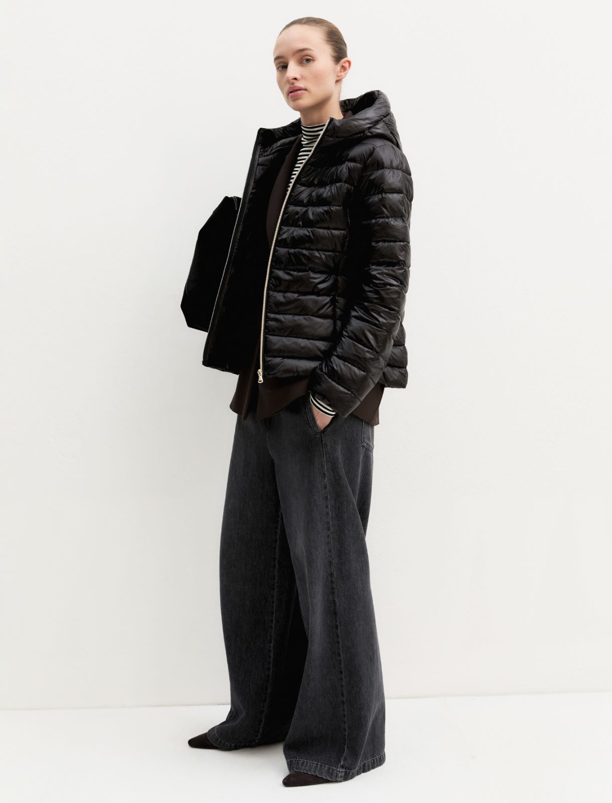 Water-repellent quilted down jacket - BLACK - Emme
