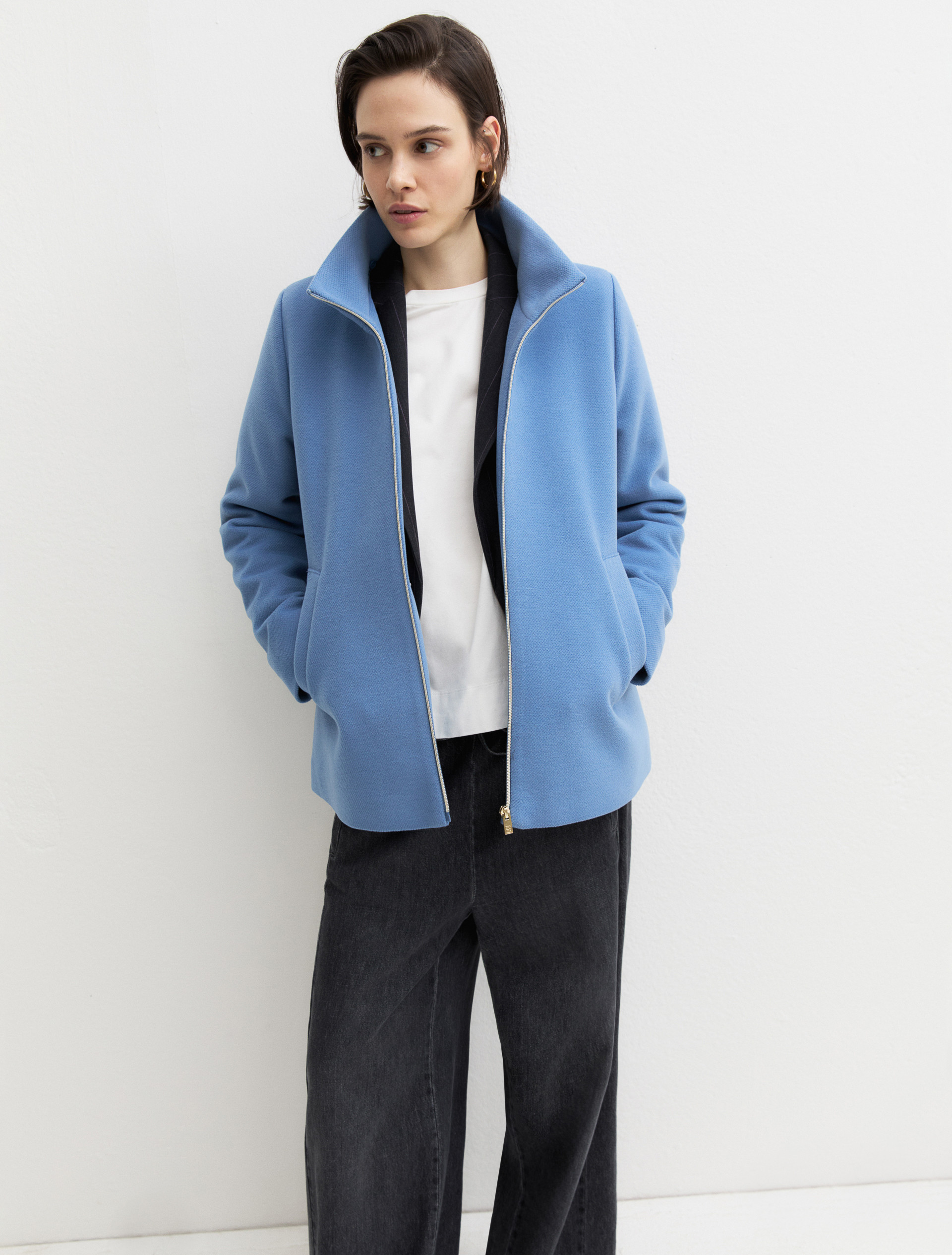 Padded soft-cloth jacket - SKY BLUE - Emme - 4
