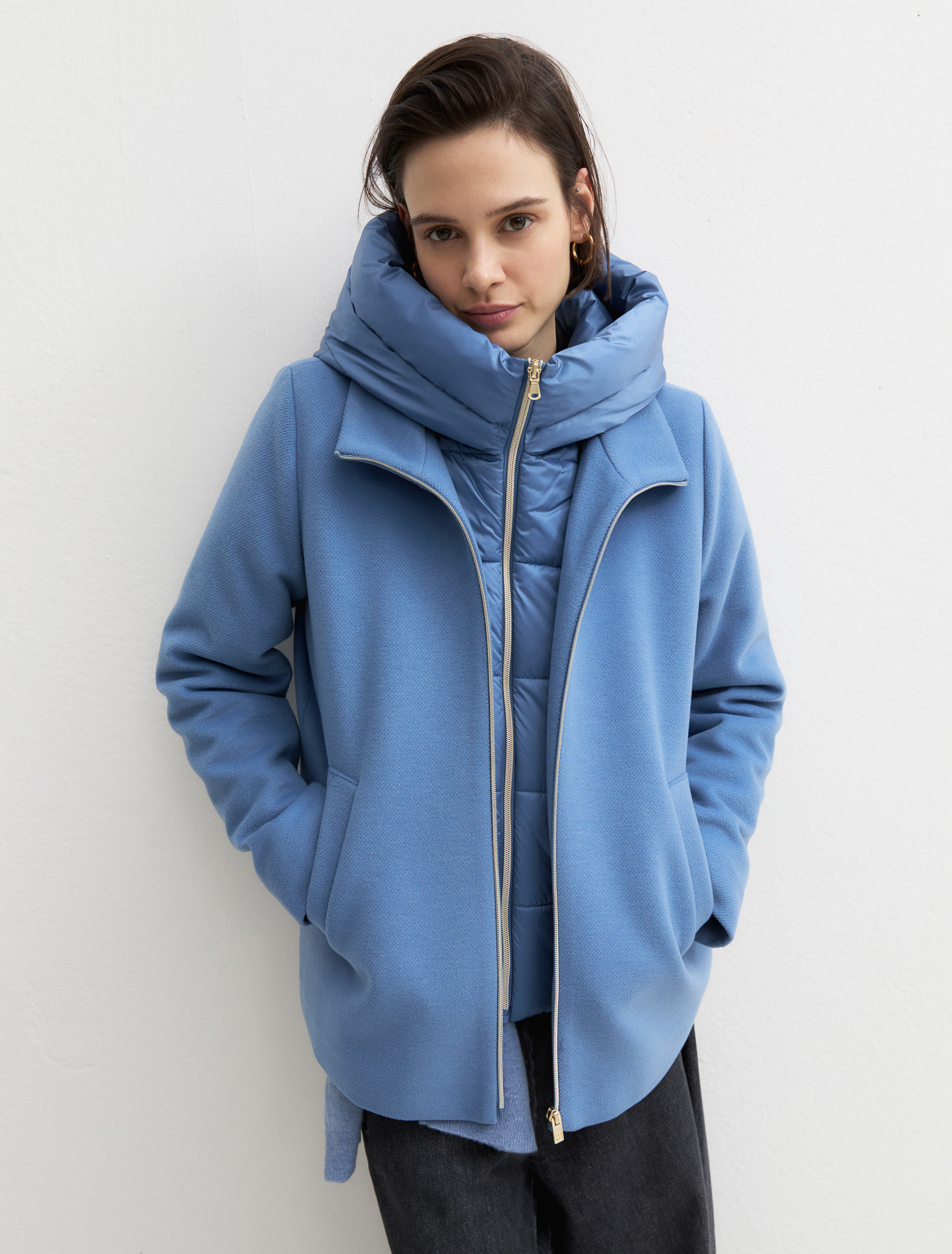 Padded soft-cloth jacket - SKY BLUE - Emme - 5