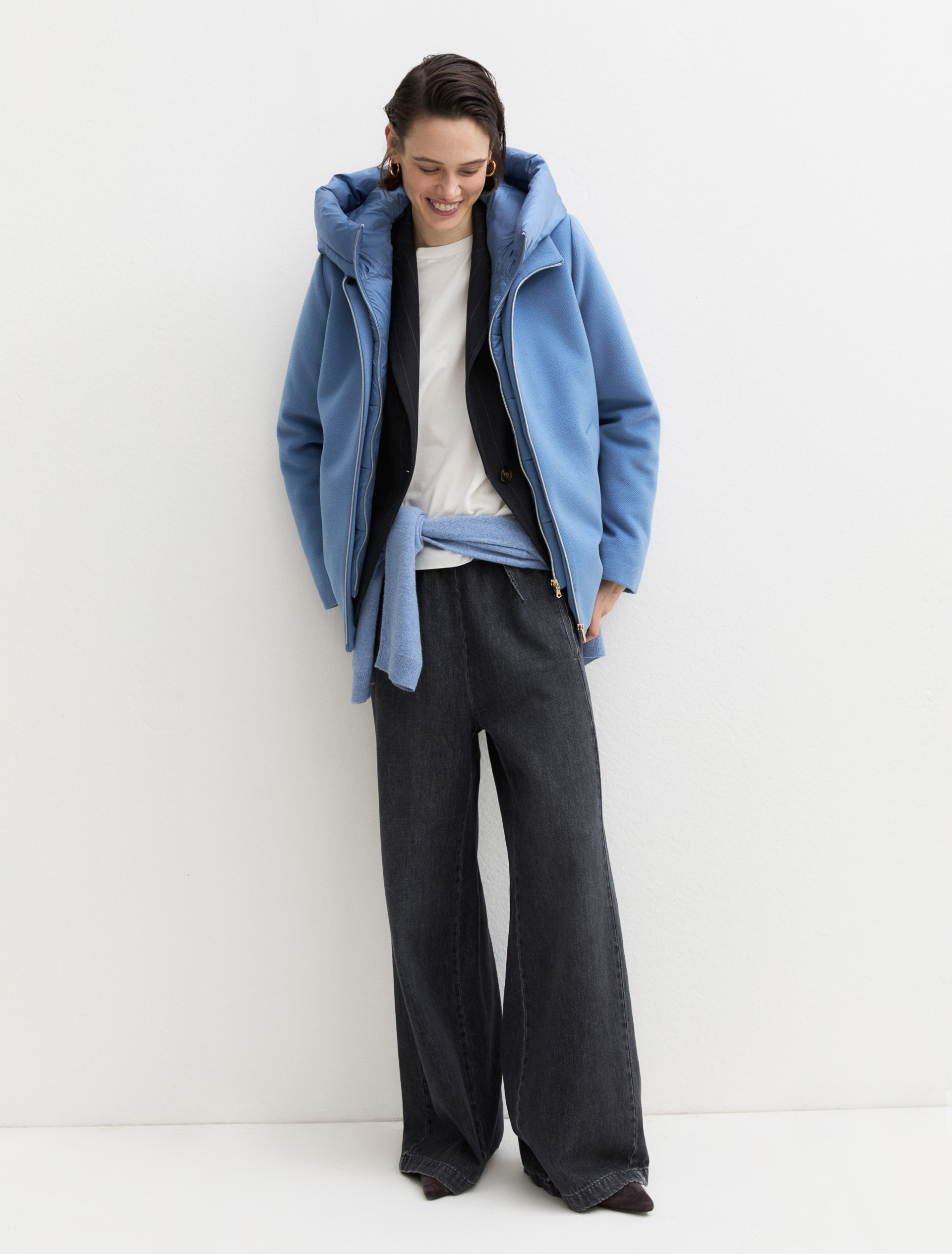 Padded soft-cloth jacket - SKY BLUE - Emme - 1