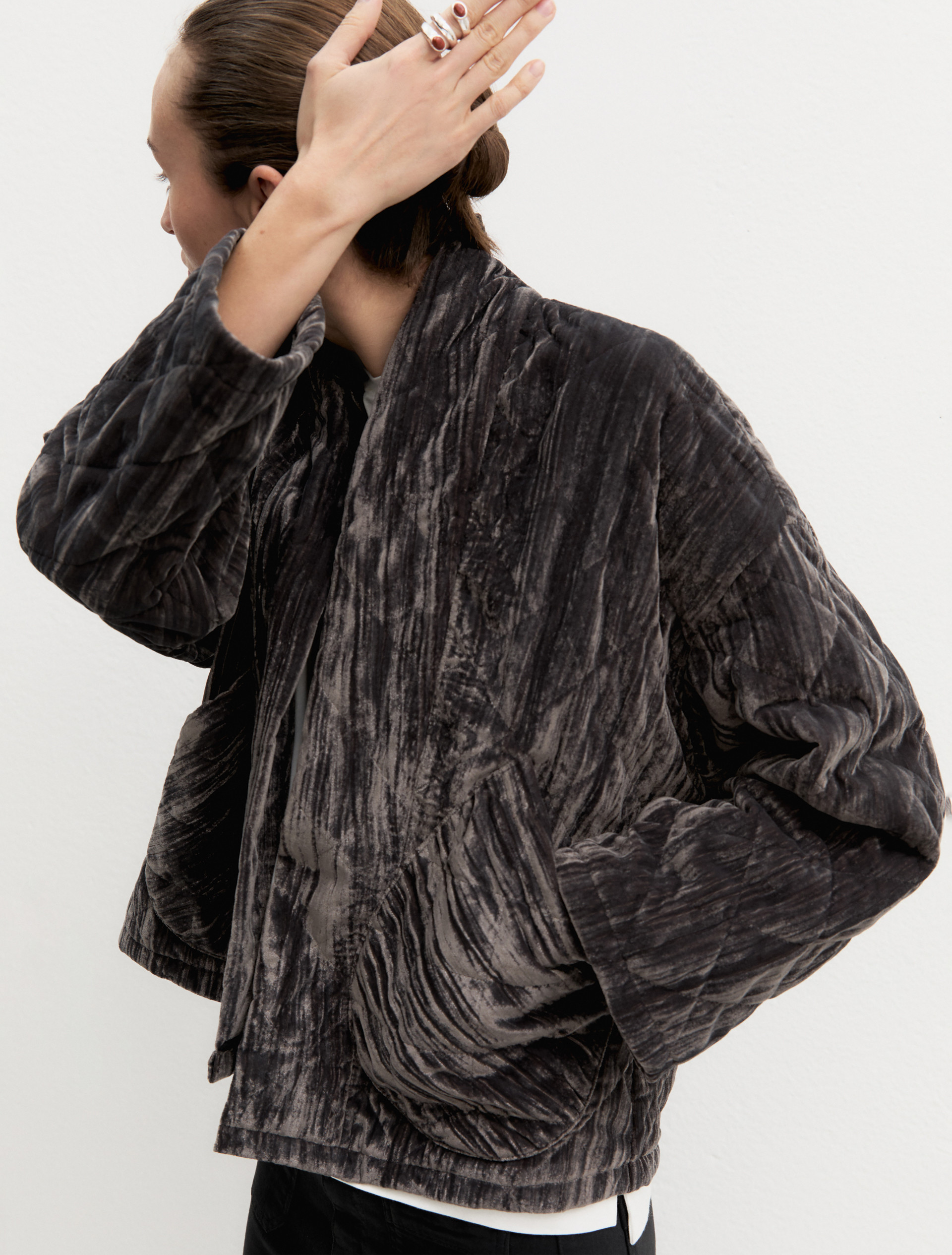 Chaqueta de terciopelo acolchado - GRIS OSCURO - Emme - 7