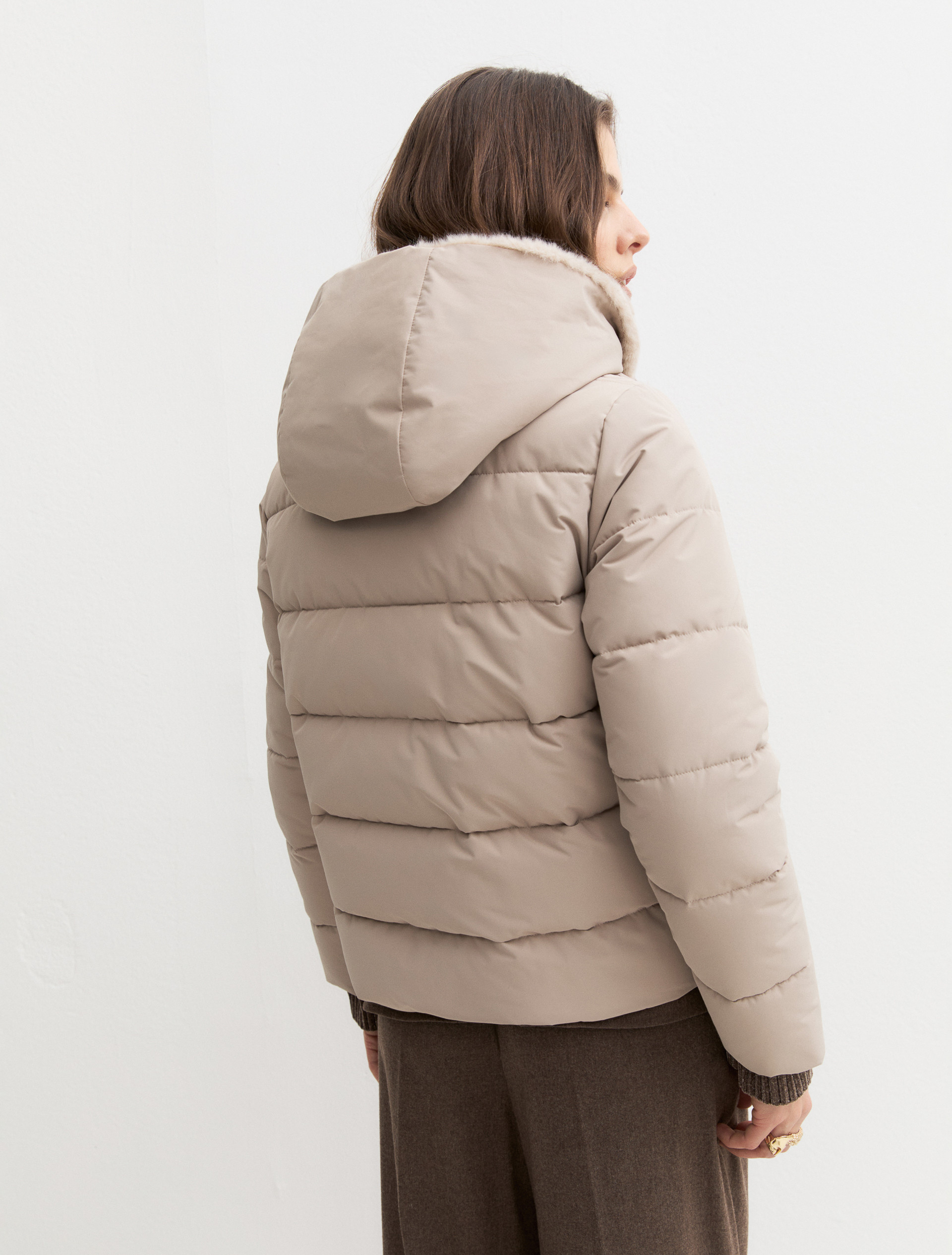 Cropped taffeta down jacket - SAND - Emme - 2