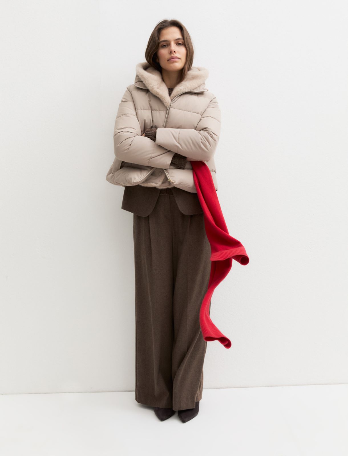 Cropped taffeta down jacket - SAND - Emme