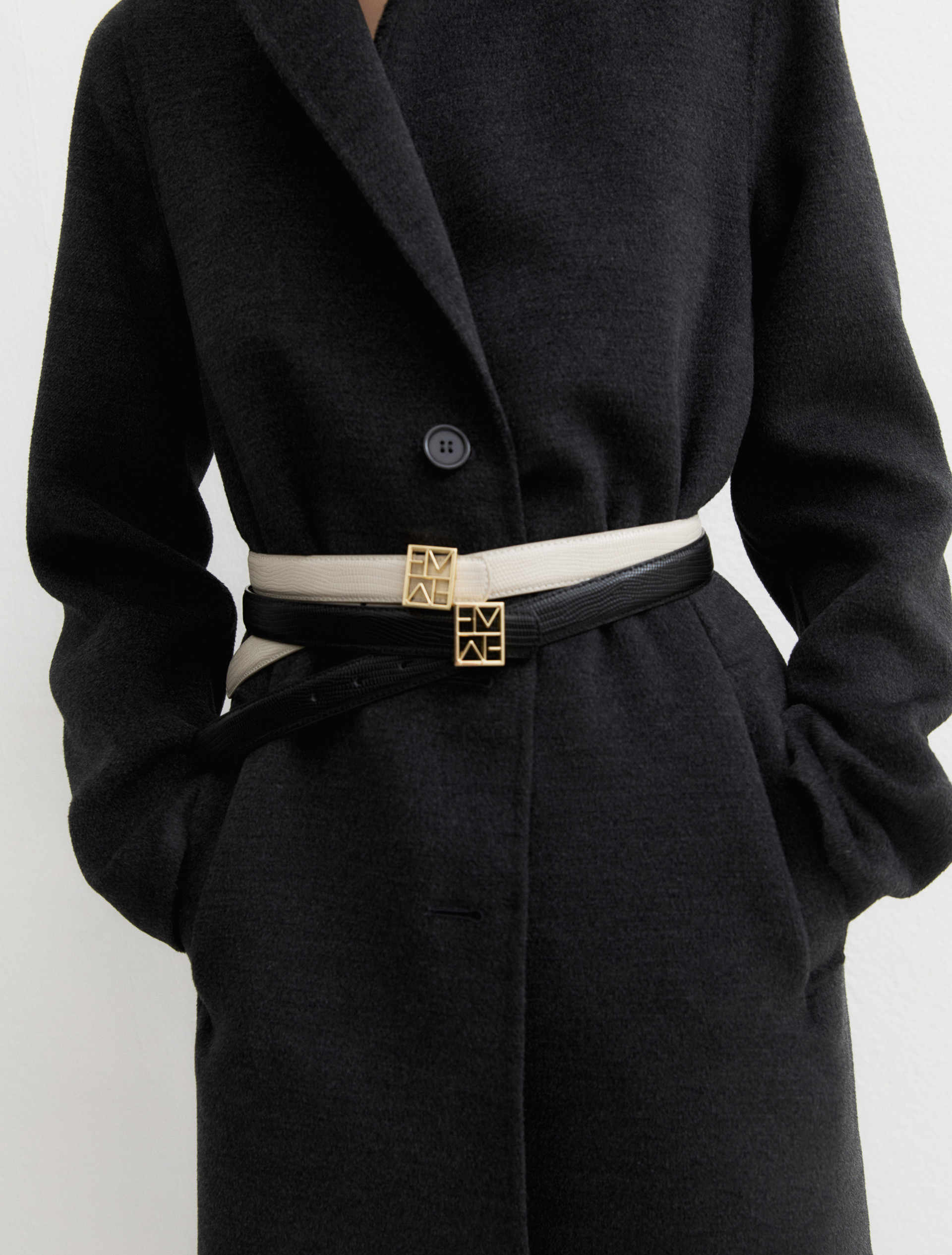 Reversible Emmegram buckle belt - CREAM - Emme - 1