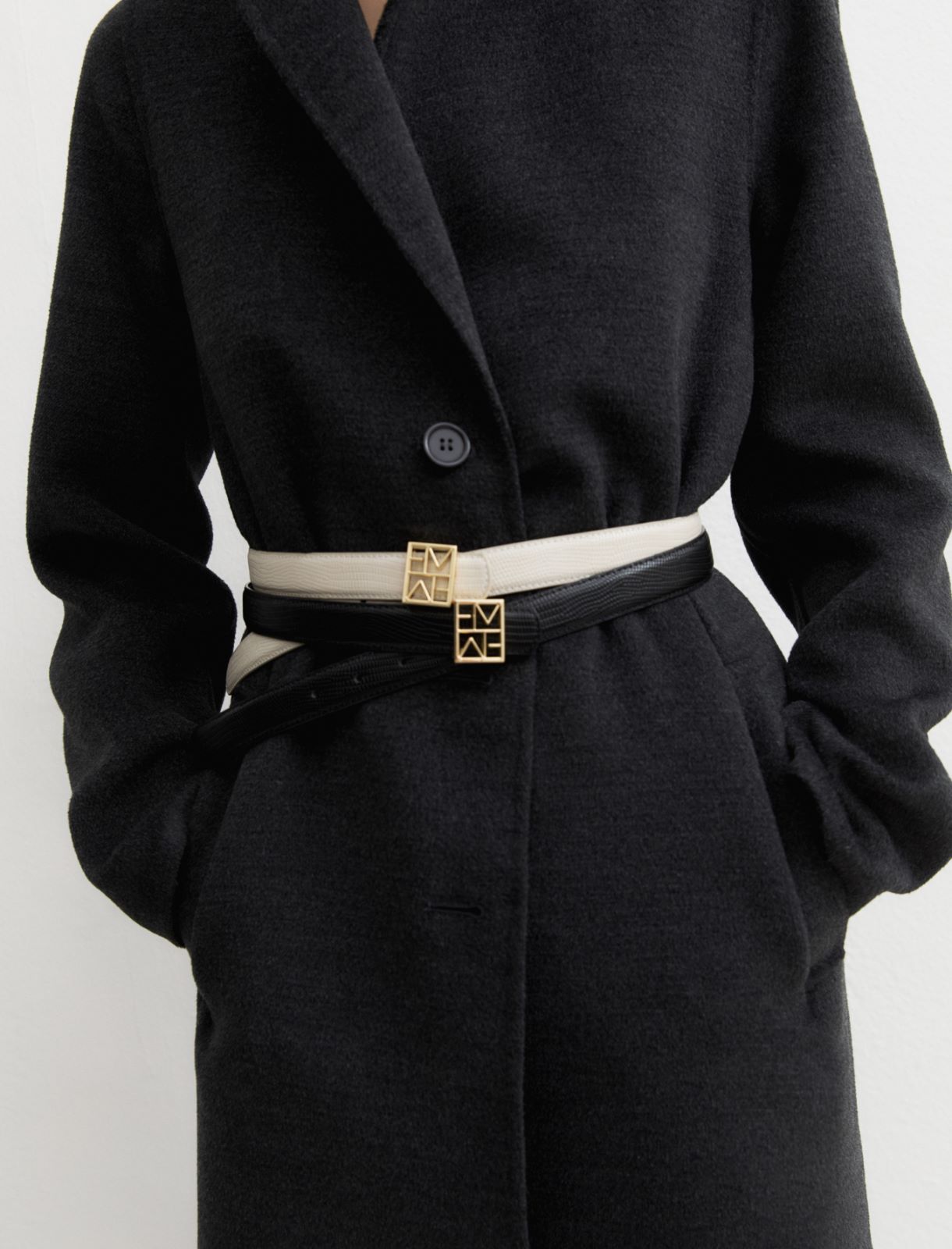 Reversible Emmegram buckle belt - CREAM - Emme