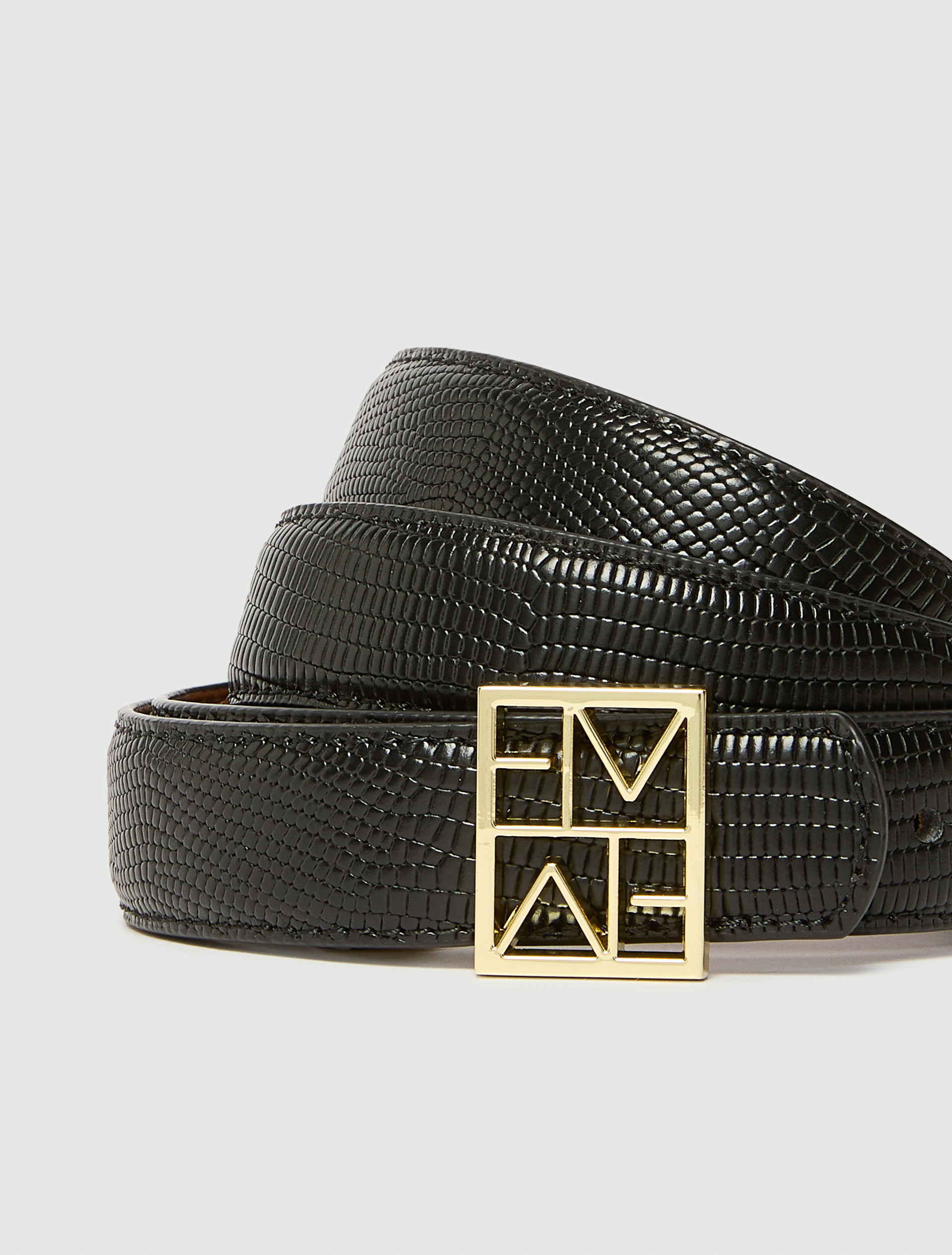 Reversible Emmegram buckle belt - BLACK - Emme - 3