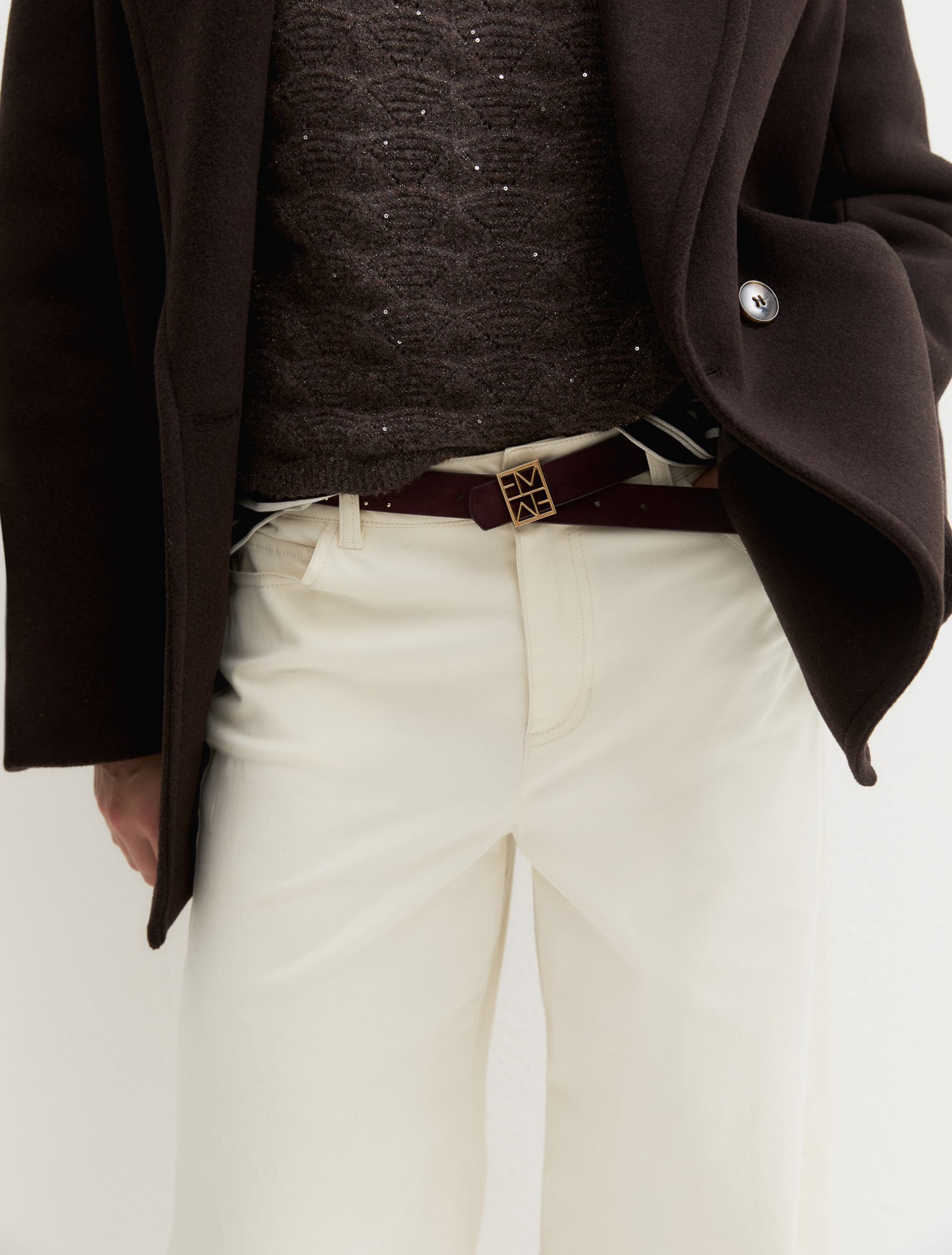 Reversible belt with gold-finish Emmegram buckle - BORDEAUX - Emme - 1