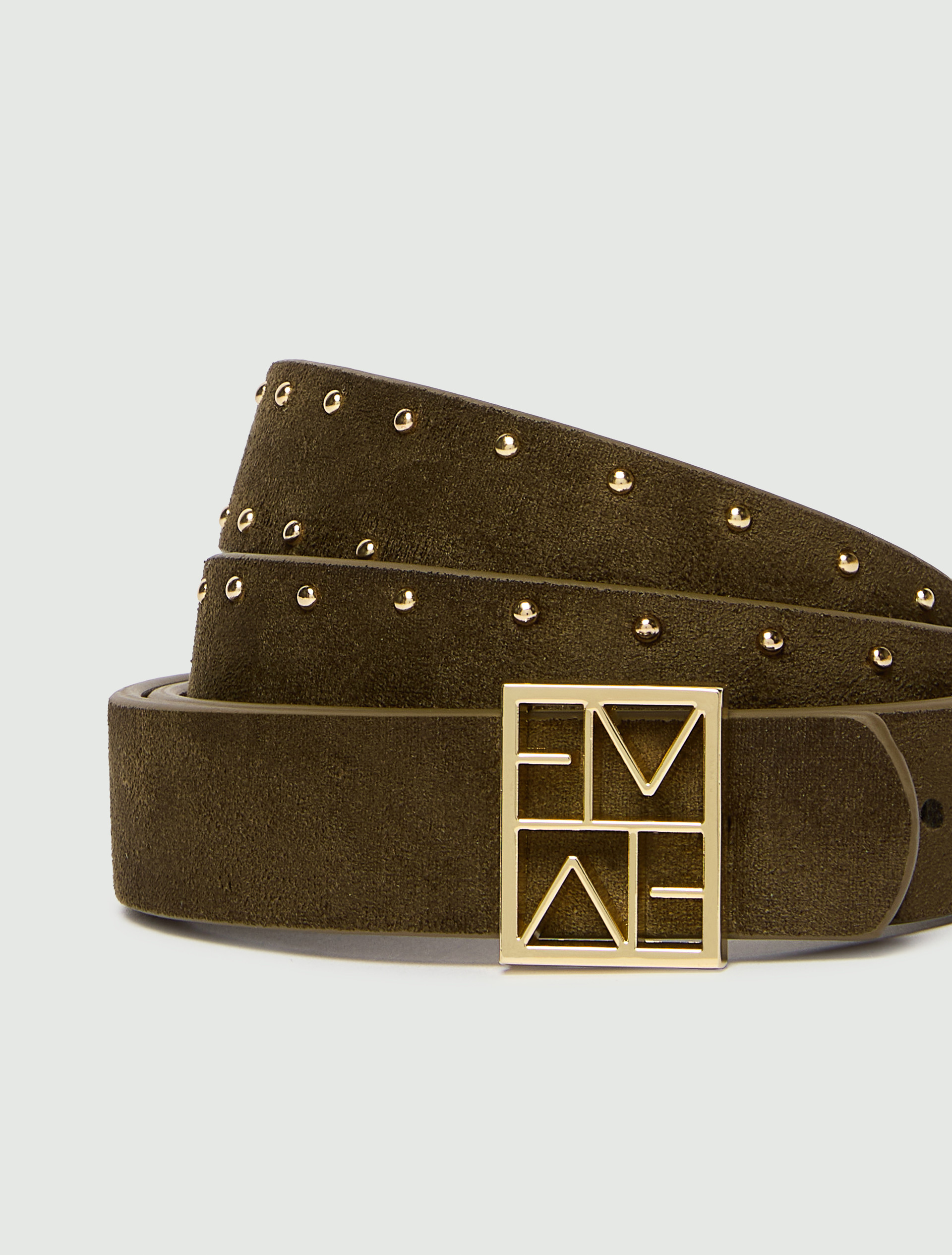 Reversible belt with gold-finish Emmegram buckle - DARK OLIVE-GREEN - Emme - 3