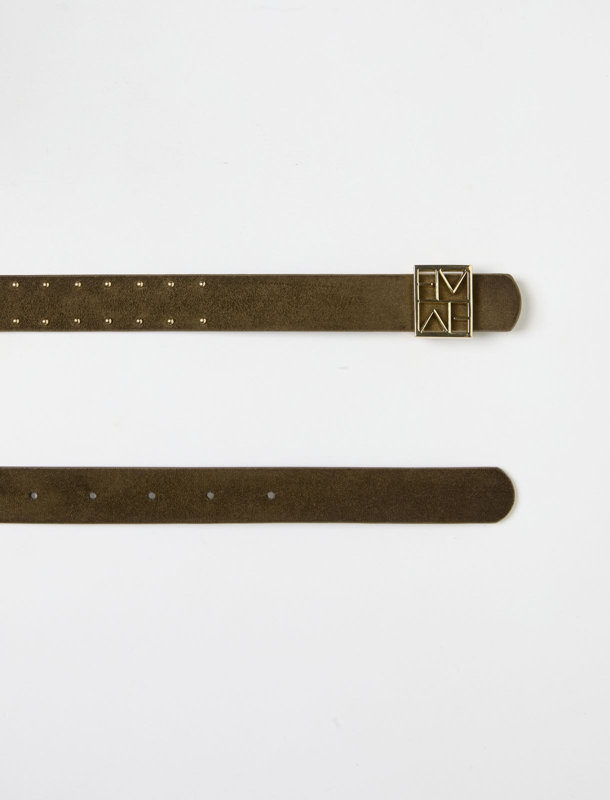 Reversible belt with gold-finish Emmegram buckle - DARK OLIVE-GREEN - Emme - 4