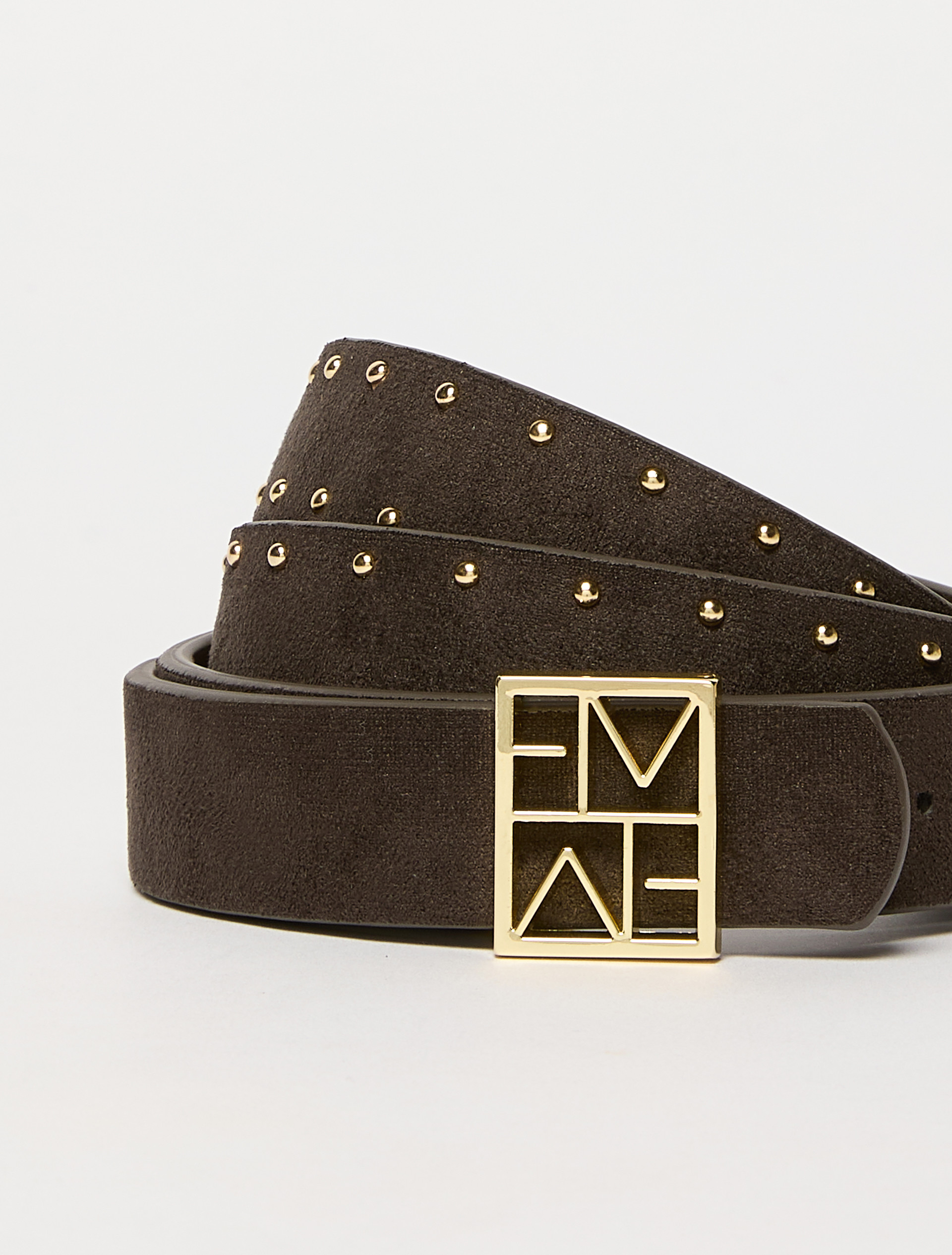 Reversible belt with gold-finish Emmegram buckle - BROWN - Emme - 3