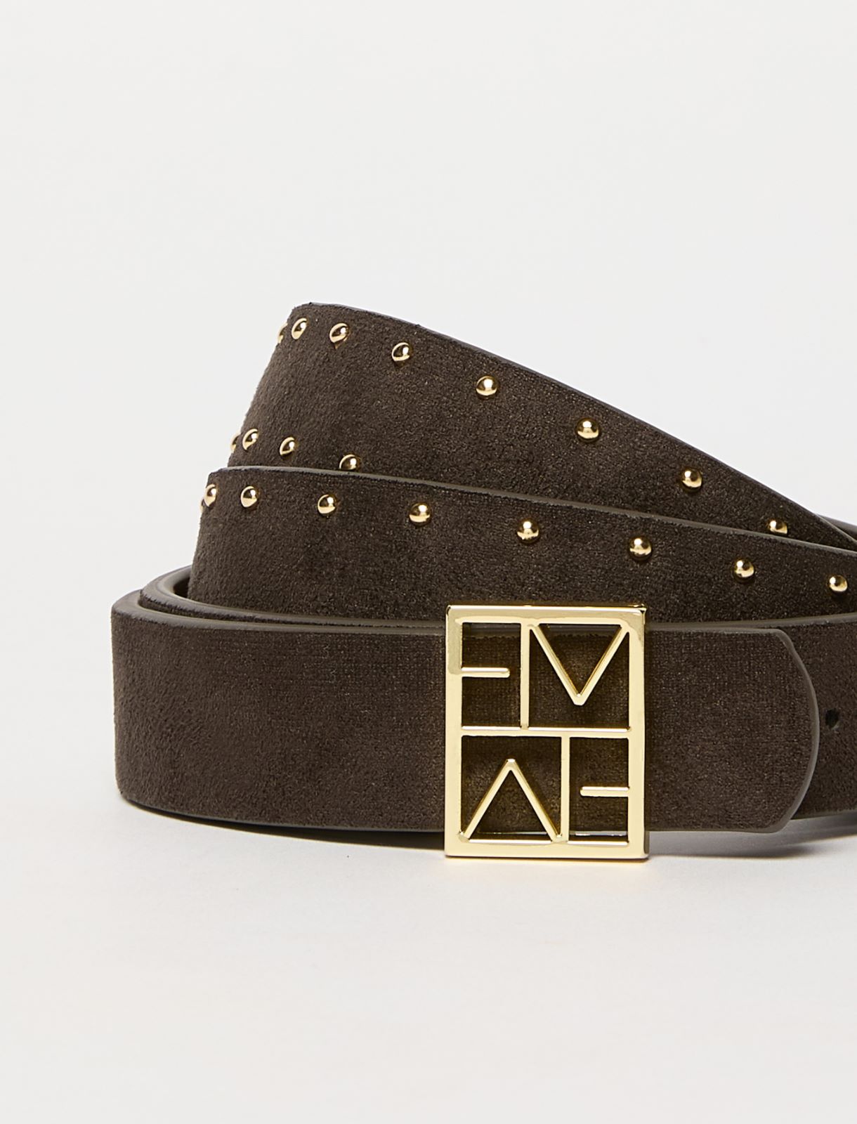 Reversible belt with gold-finish Emmegram buckle - BROWN - Emme - 3