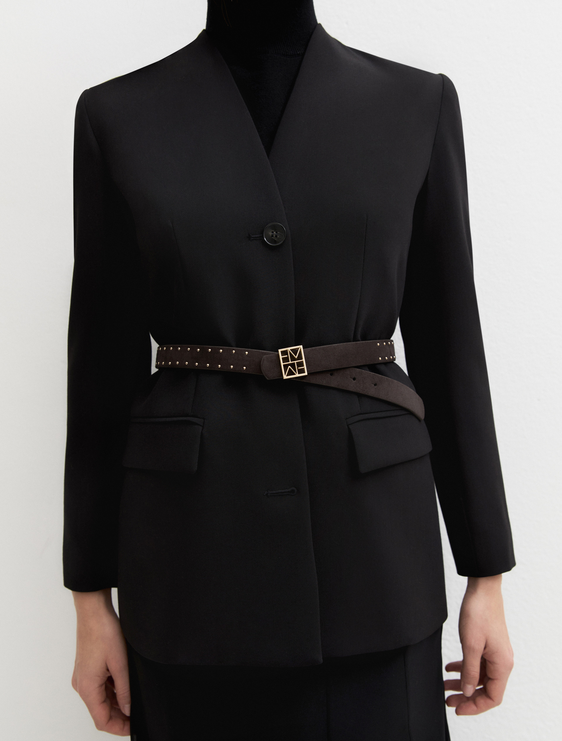 Reversible belt with gold-finish Emmegram buckle - BROWN - Emme - 1