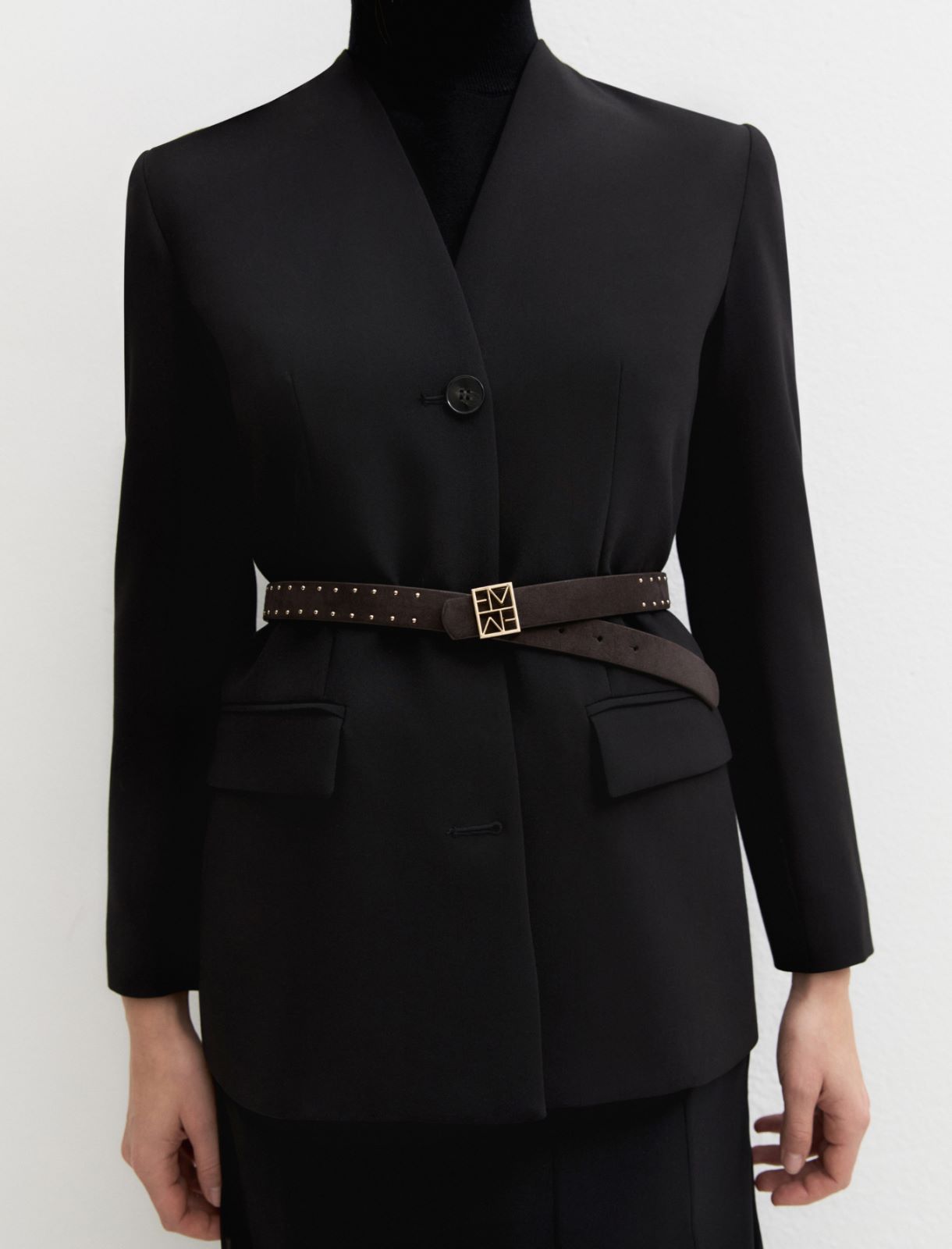 Reversible belt with gold-finish Emmegram buckle - BROWN - Emme