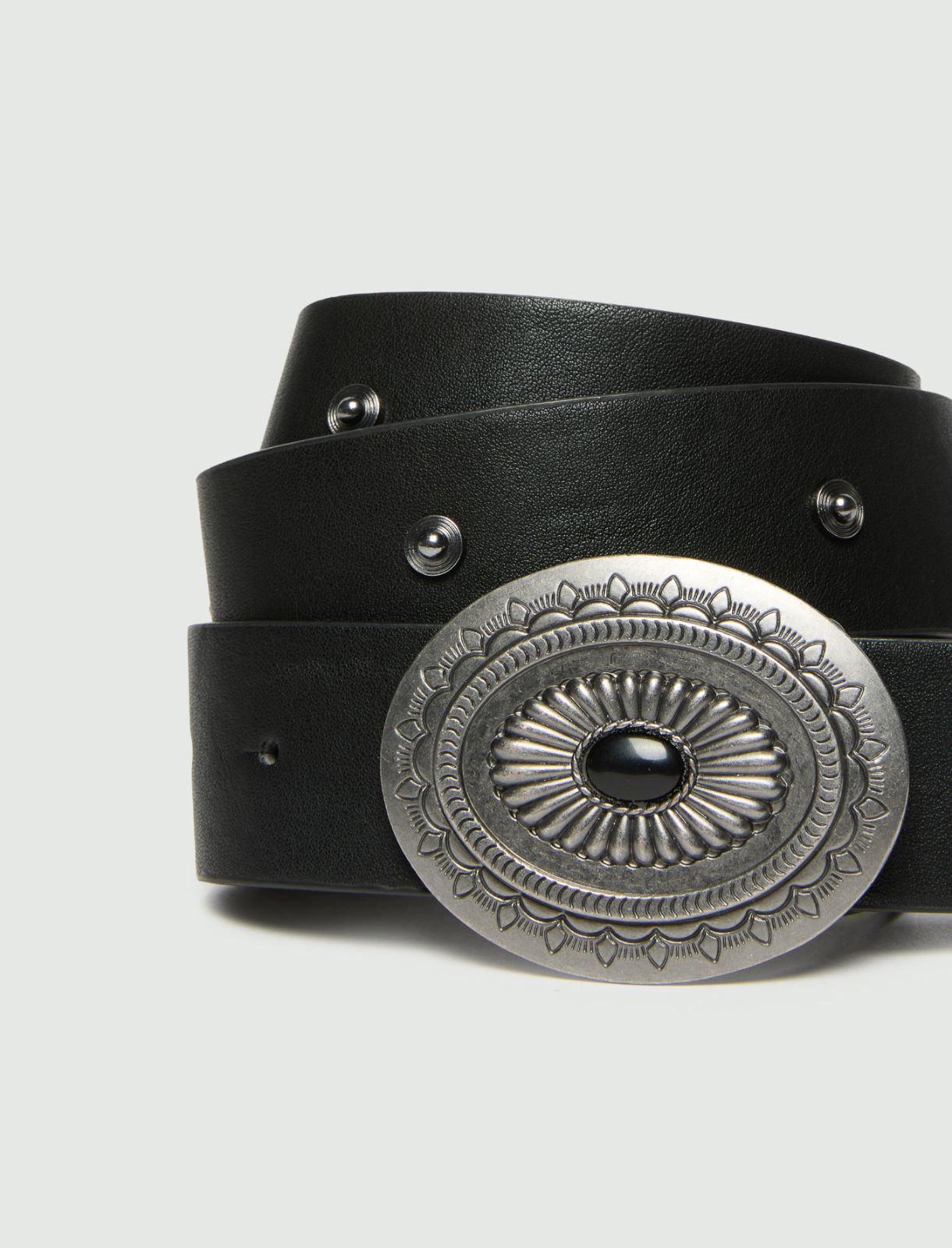 Studded belt with embellished buckle - BLACK - Emme - 3