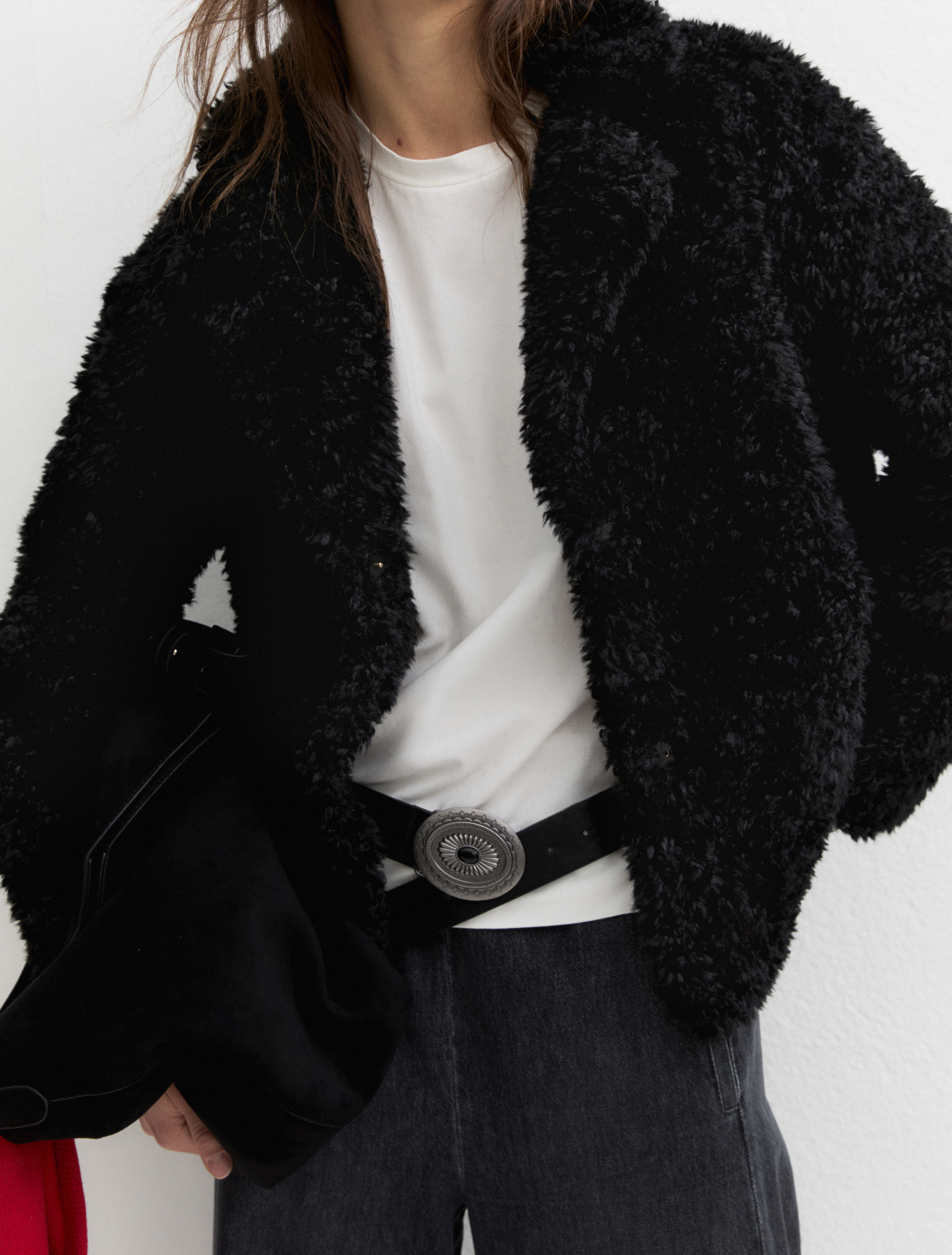 Studded belt with embellished buckle - BLACK - Emme - 1