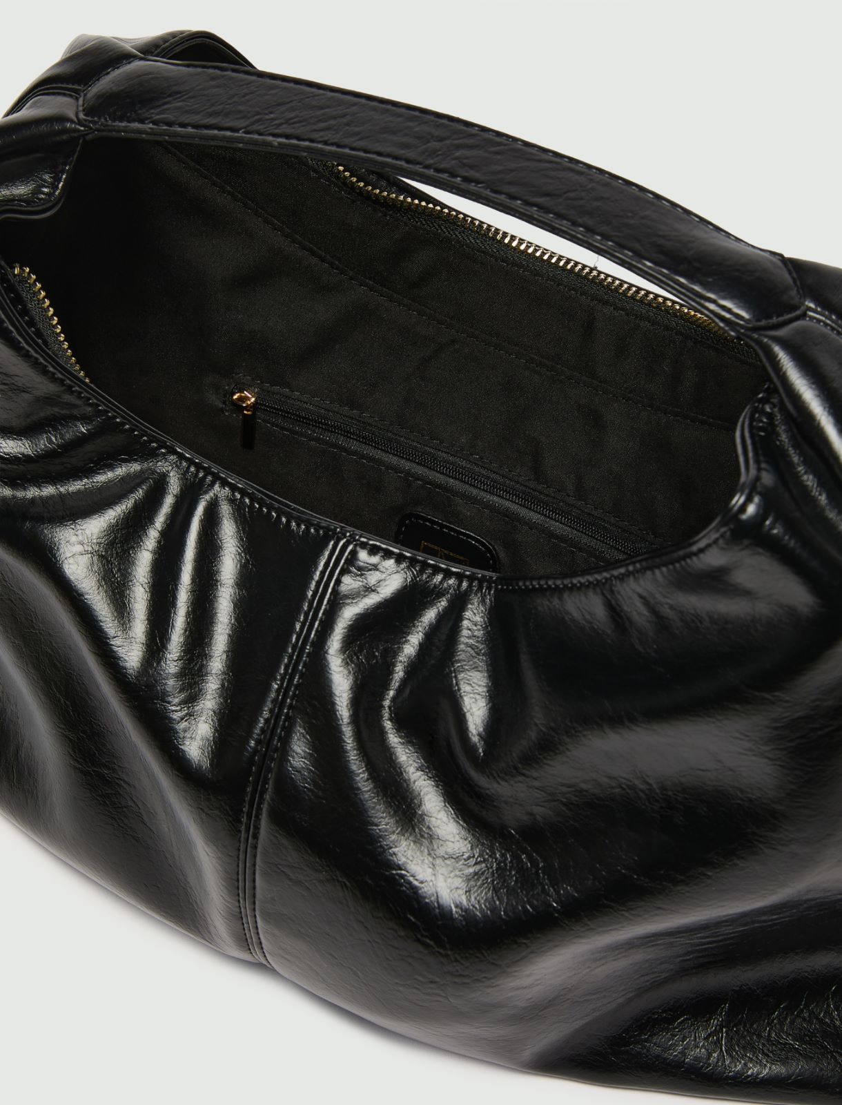 Coated jersey hobo bag - BLACK - Emme - 4
