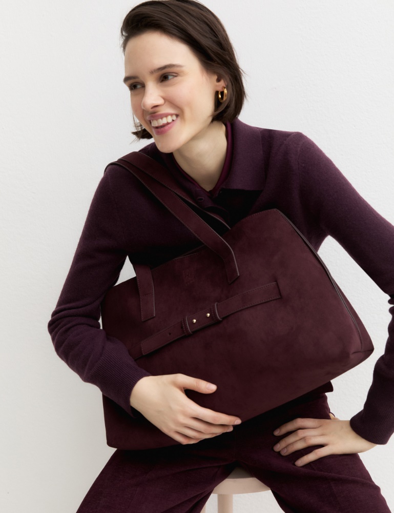 Strap-detail tote bag - BORDEAUX