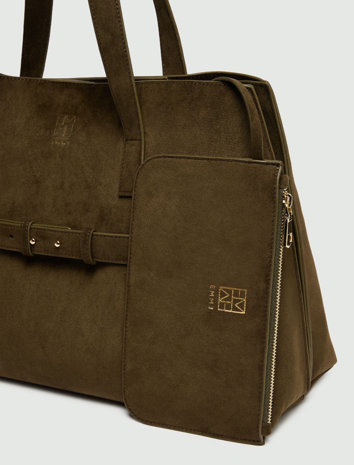 Strap-detail tote bag - DARK OLIVE-GREEN - Emme - 3