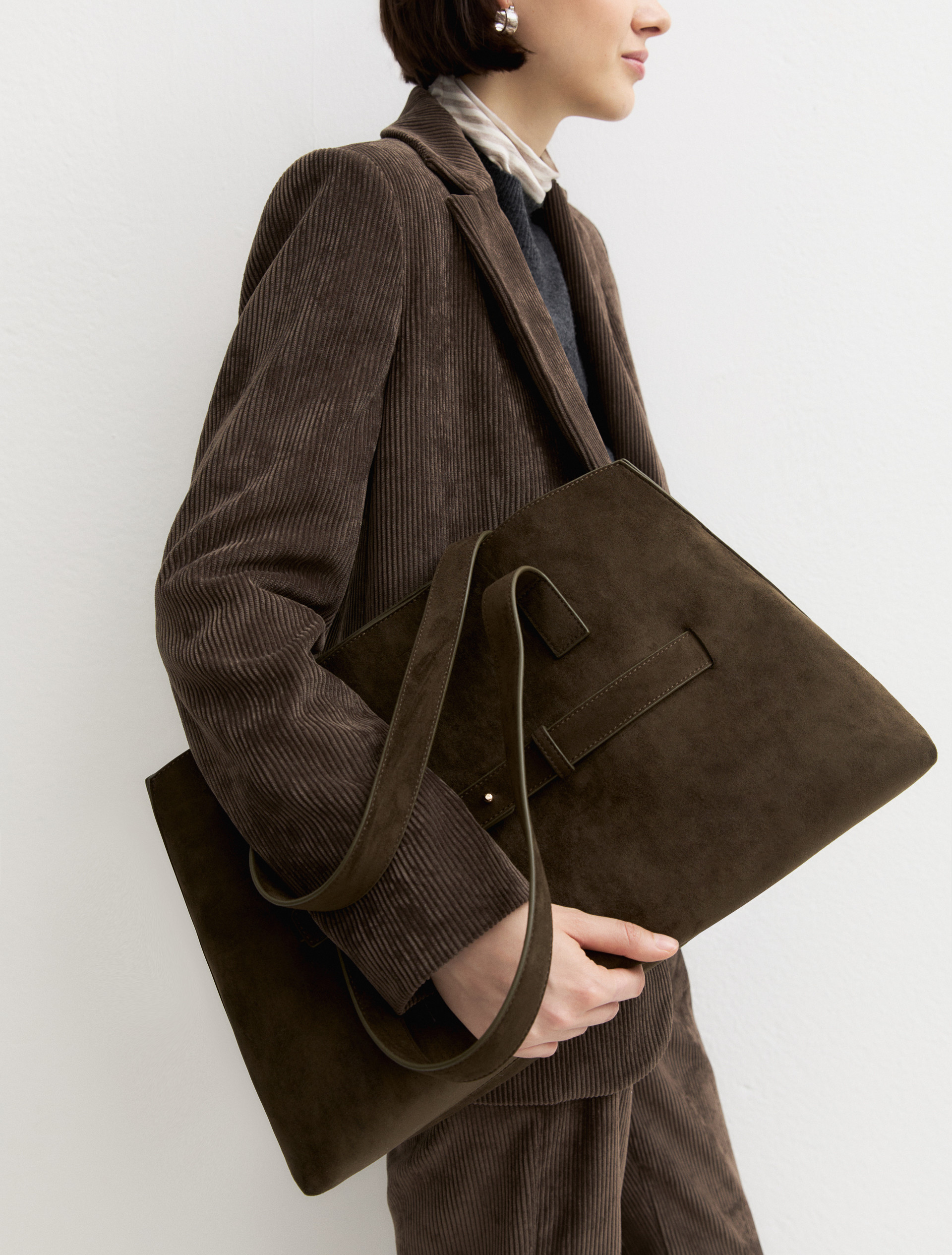 Strap-detail tote bag - DARK OLIVE-GREEN - Emme - 1