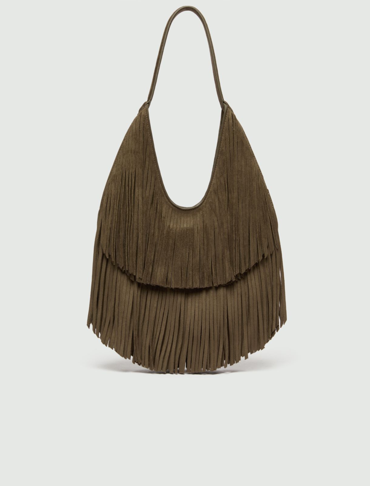Borsa a spalla con frange - KAKI - Emme - 2