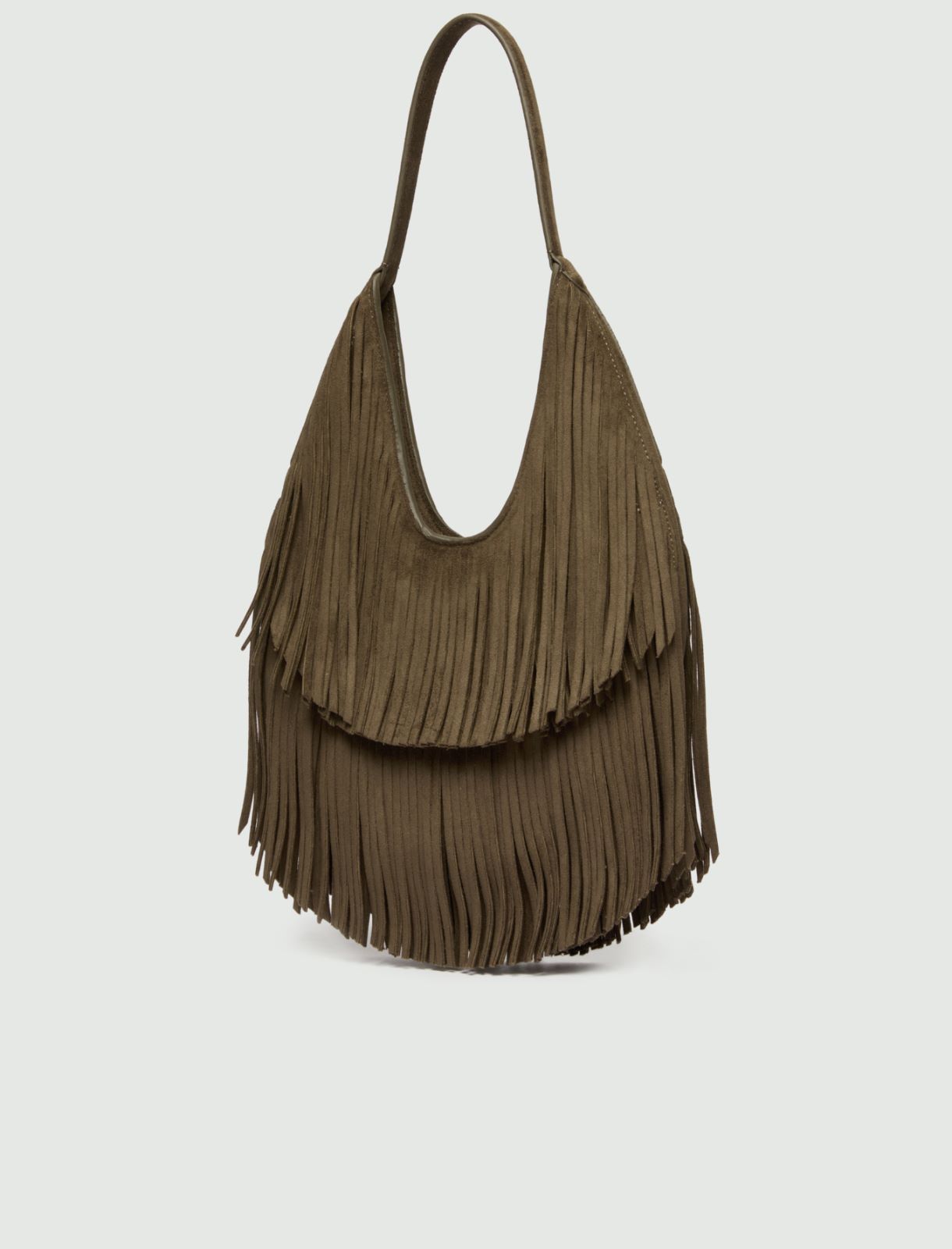 Borsa a spalla con frange - KAKI - Emme - 5