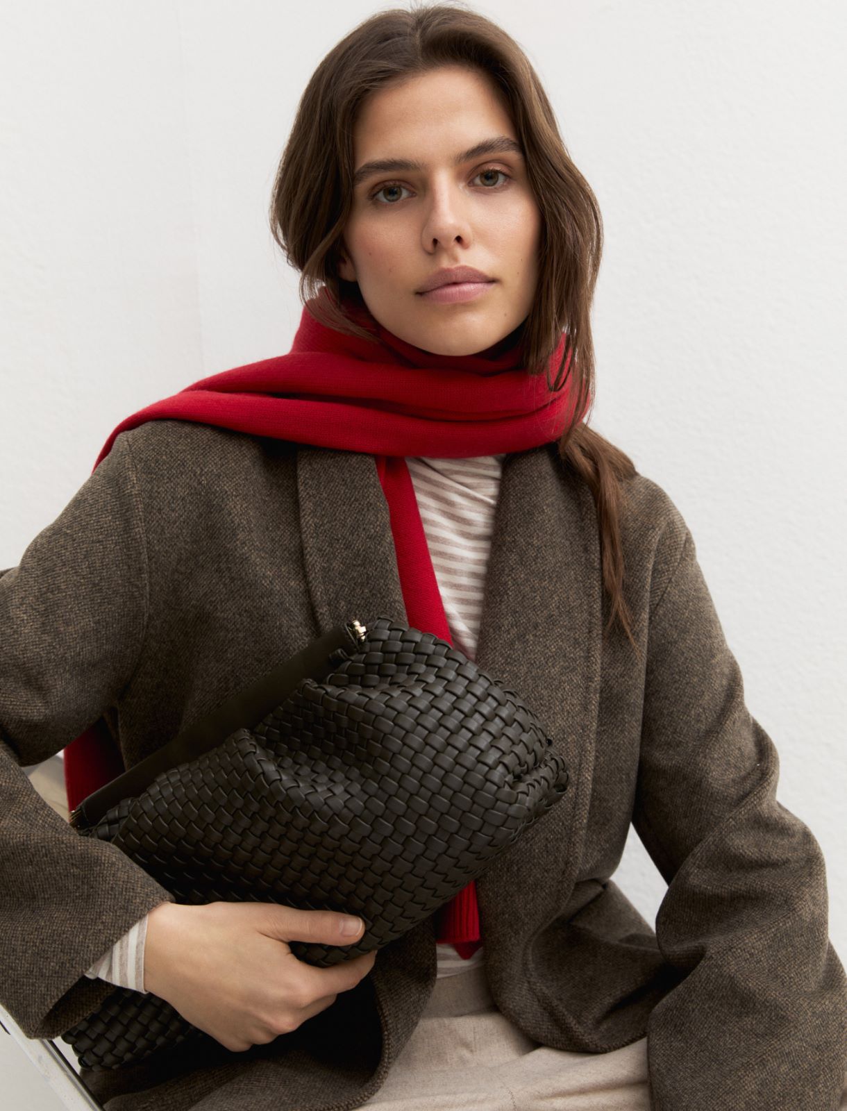 Soft woven clutch bag - DARK GREEN - Emme