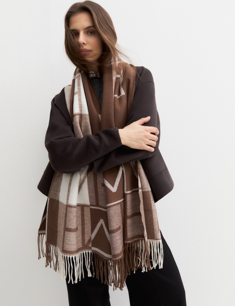 Emmegram jacquard stole - TOBACCO