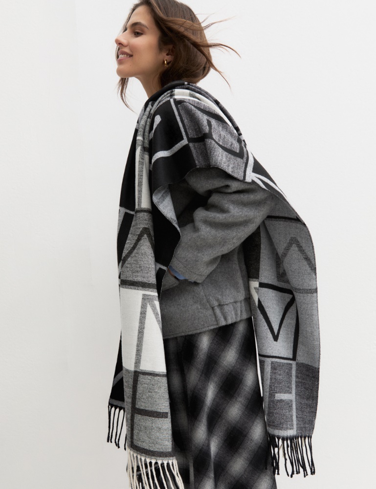 Emmegram jacquard stole - BLACK