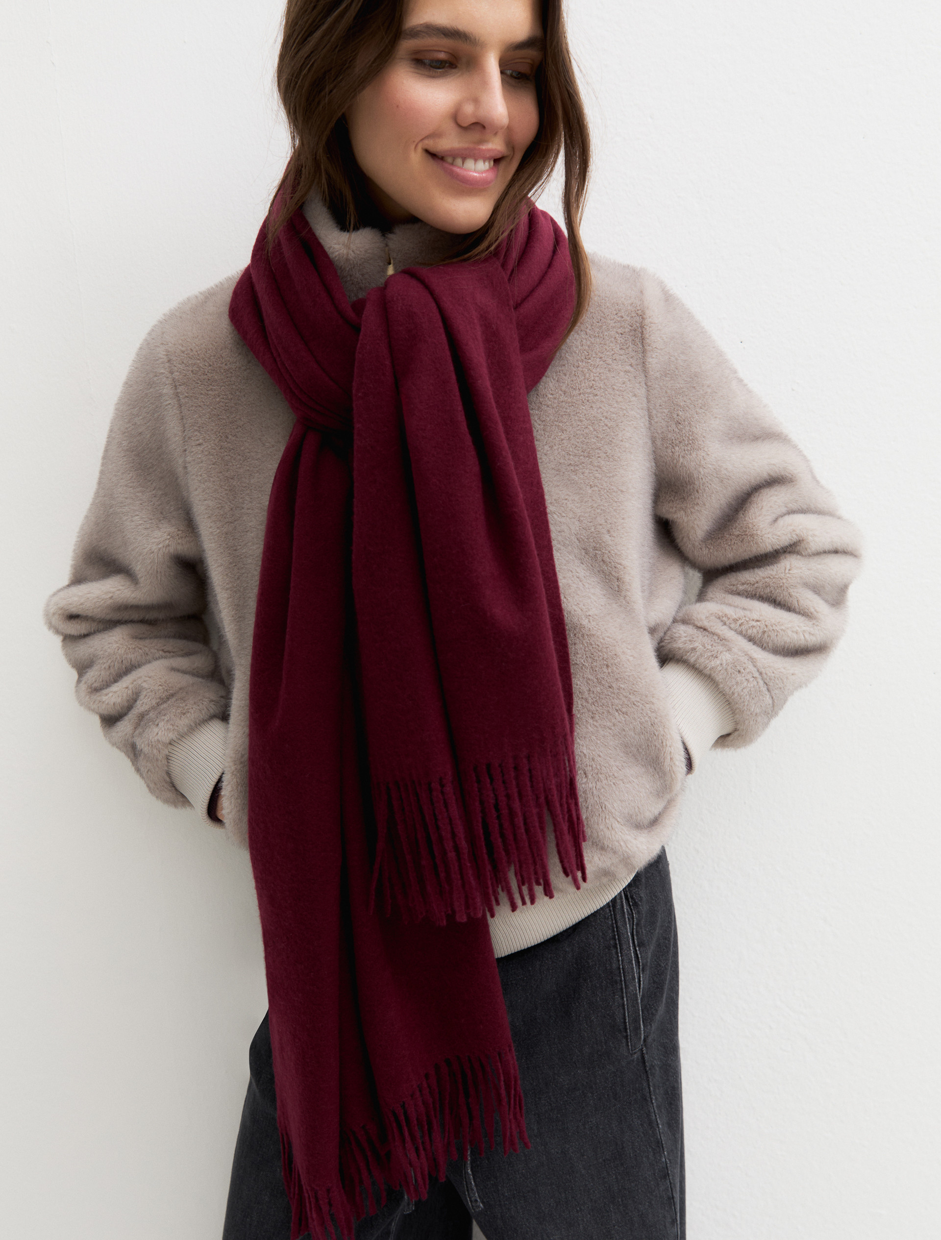 Fringed scarf - BORDEAUX - Emme - 1